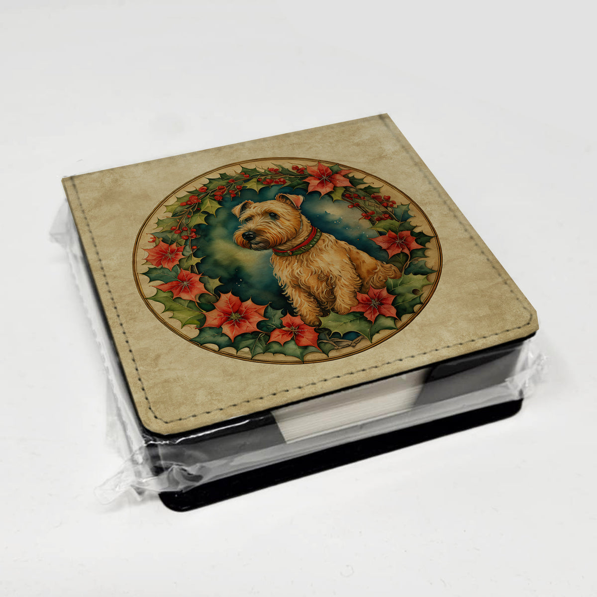 Caroline's Treasures Lakeland Terrier Christmas Flowers PU Leather Note Paper Holder
