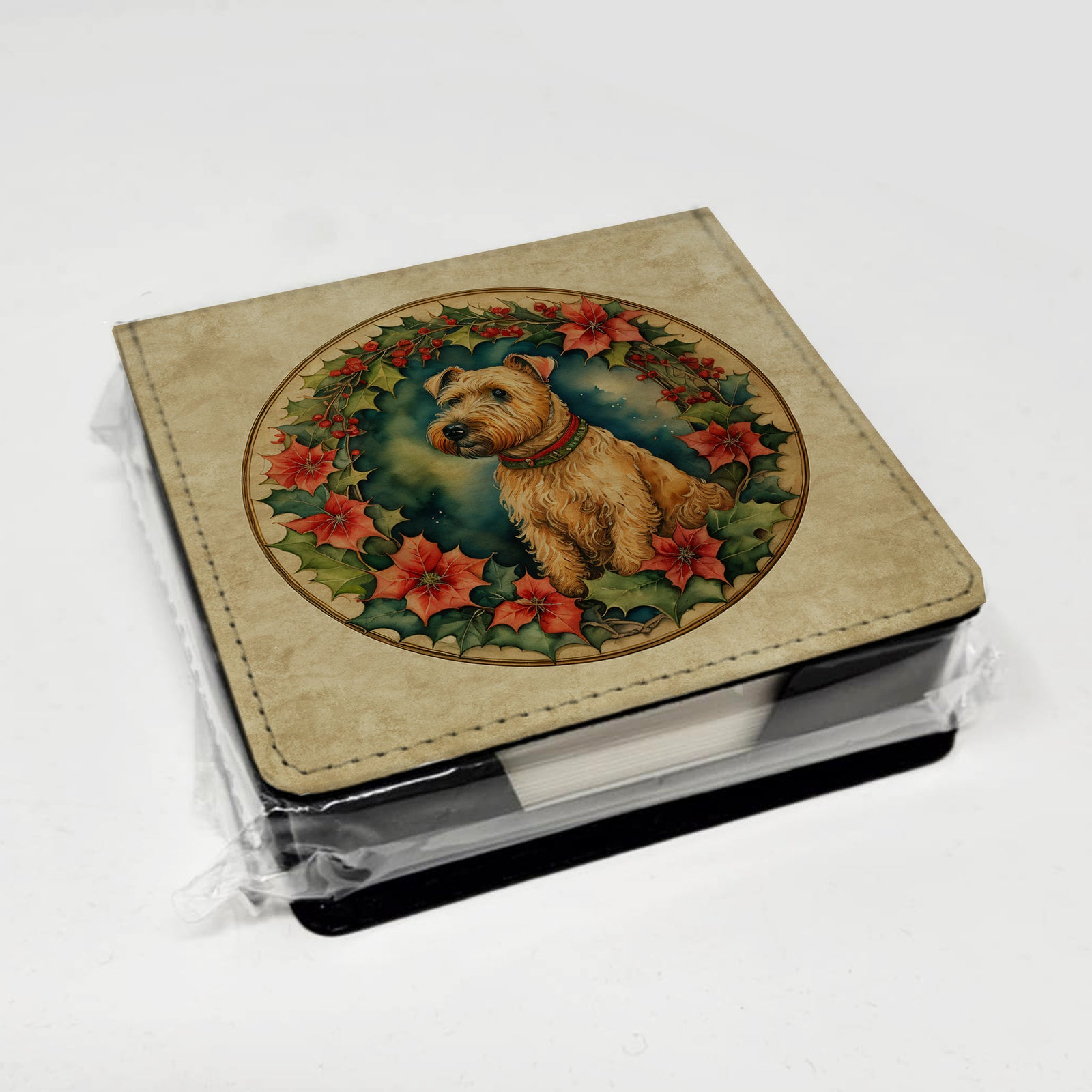 Caroline's Treasures Lakeland Terrier Christmas Flowers PU Leather Note Paper Holder