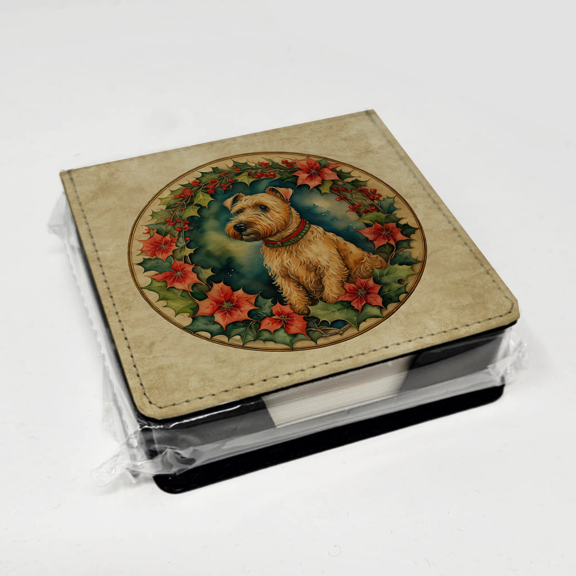 Caroline's Treasures Lakeland Terrier Christmas Flowers PU Leather Note Paper Holder