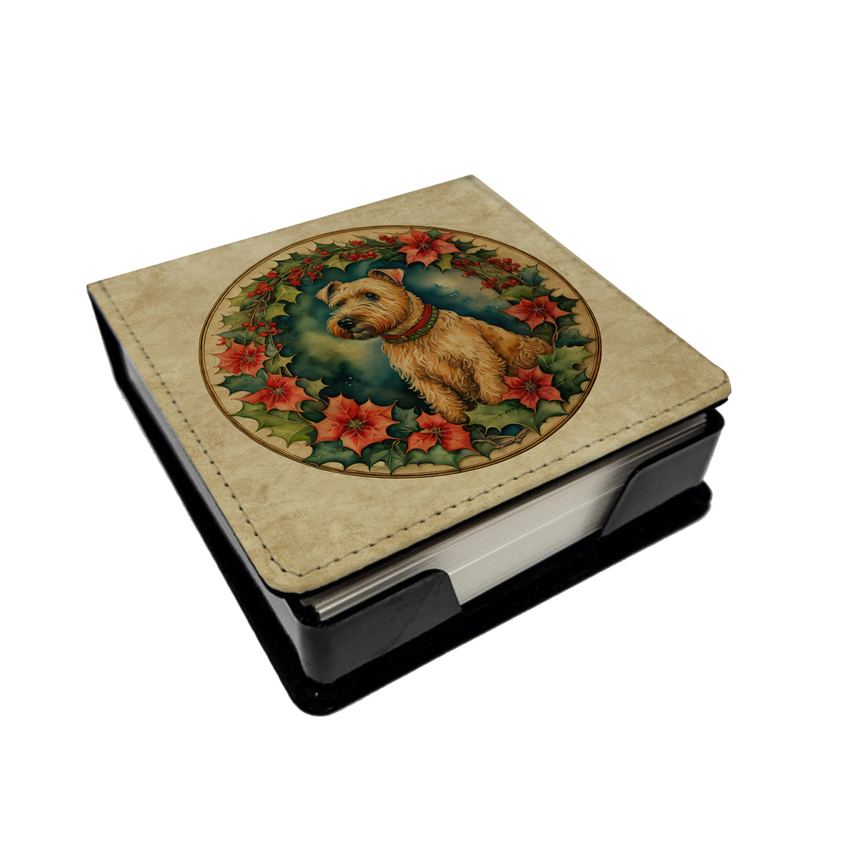 Caroline's Treasures Lakeland Terrier Christmas Flowers PU Leather Note Paper Holder