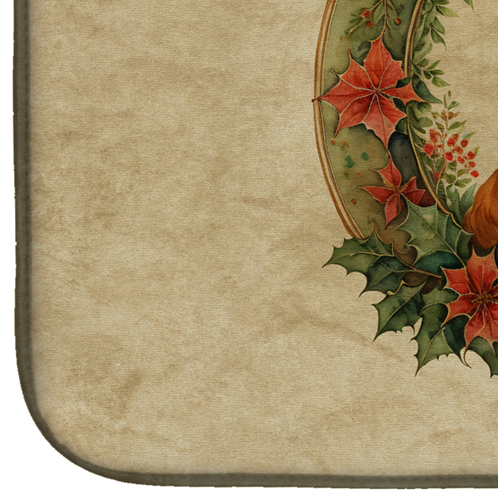 Caroline's Treasures Nova Scotia Duck Tolling Retriever Christmas Flowers Dish Drying Mat