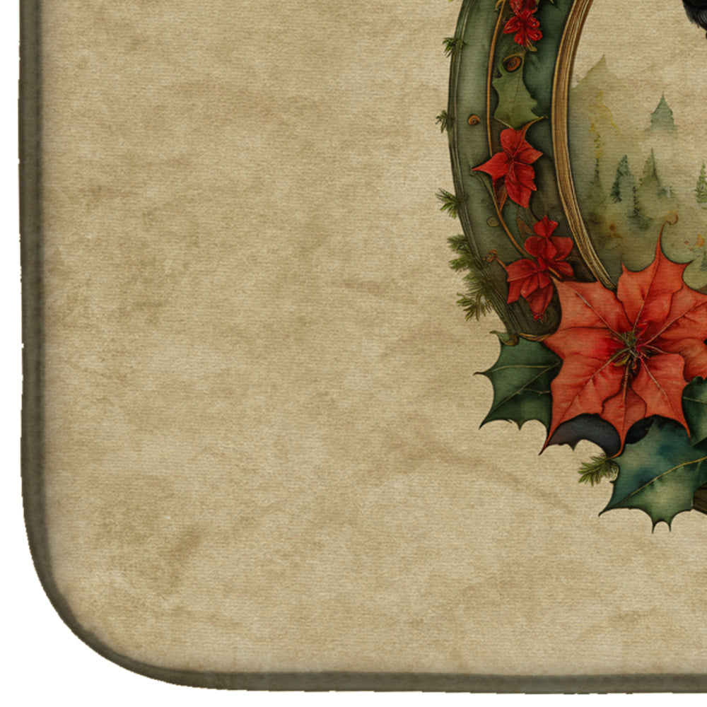Caroline's Treasures Scottish Deerhound Christmas Flowers Dish Drying Mat