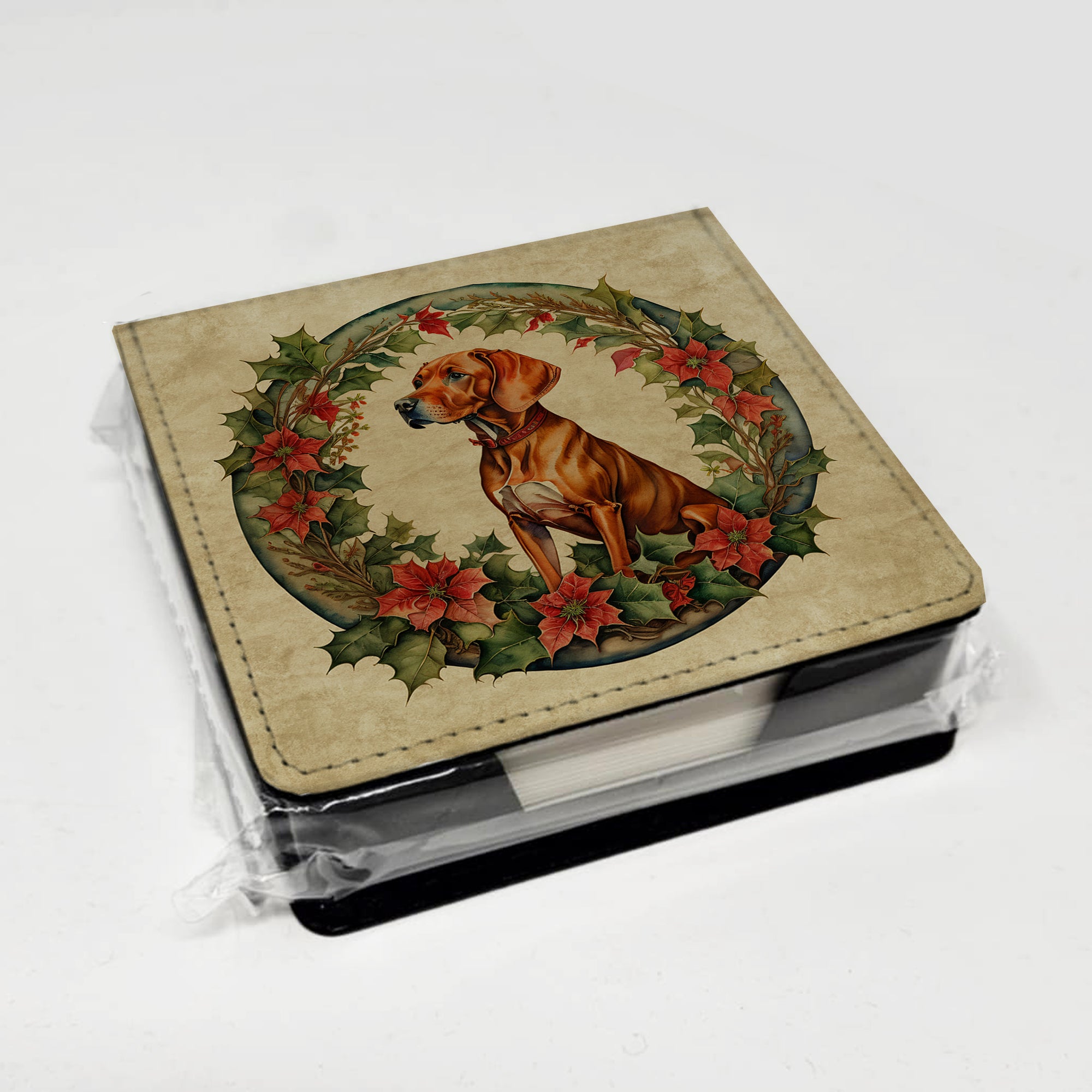 Caroline's Treasures Vizsla Christmas Flowers PU Leather Note Paper Holder