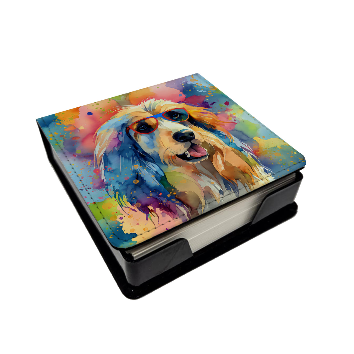 Caroline's Treasures Afghan Hound Hippie Dawg PU Leather Note Paper Holder