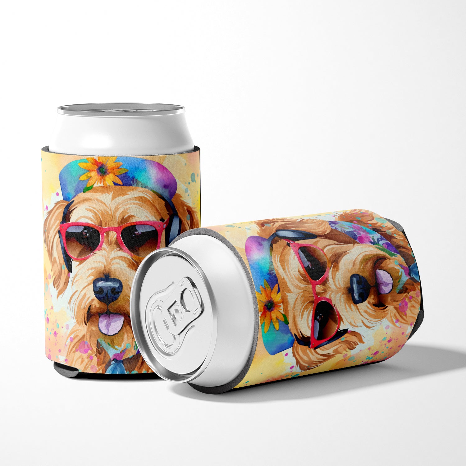 Airedale Terrier Hippie Dawg Can or Bottle Hugger