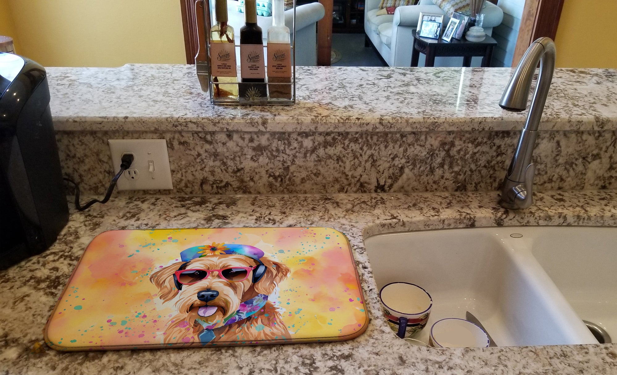 Caroline's Treasures Airedale Terrier Hippie Dawg Dish Drying Mat