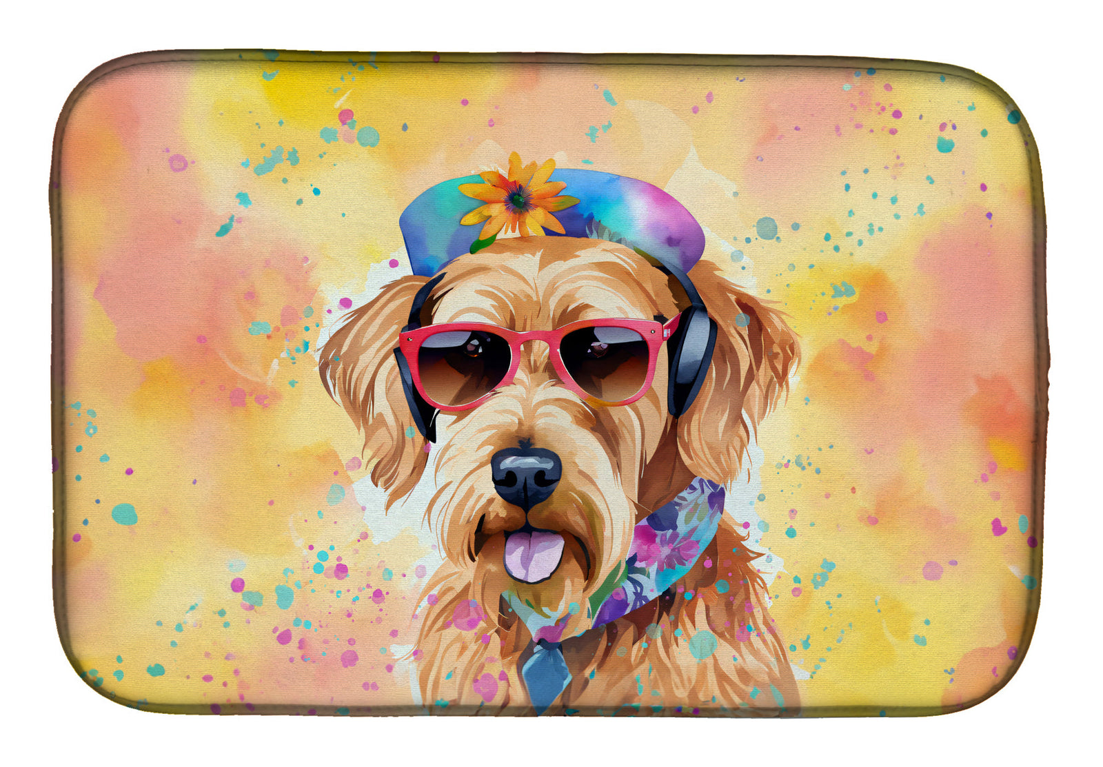 Caroline's Treasures Airedale Terrier Hippie Dawg Dish Drying Mat