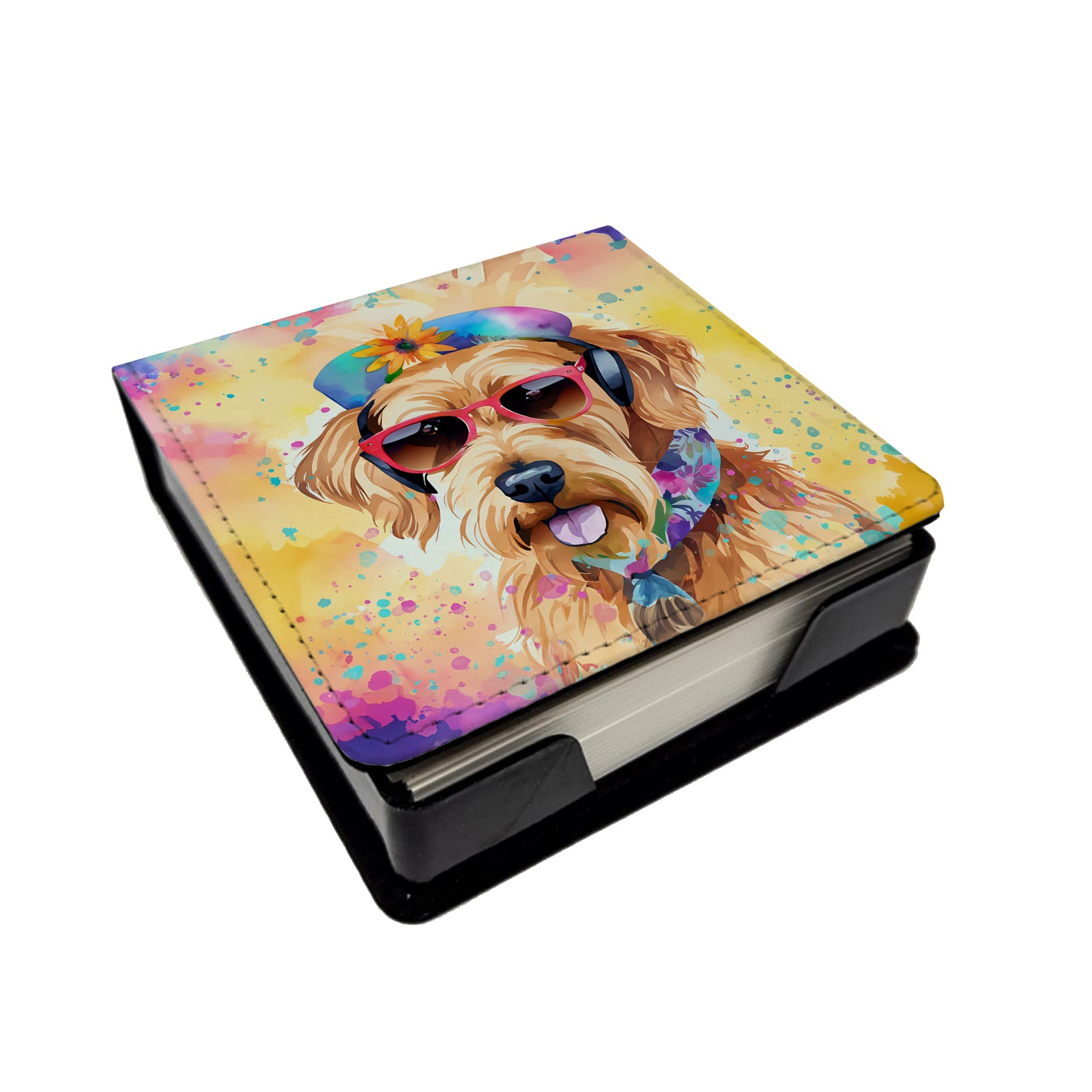 Caroline's Treasures Airedale Terrier Hippie Dawg PU Leather Note Paper Holder