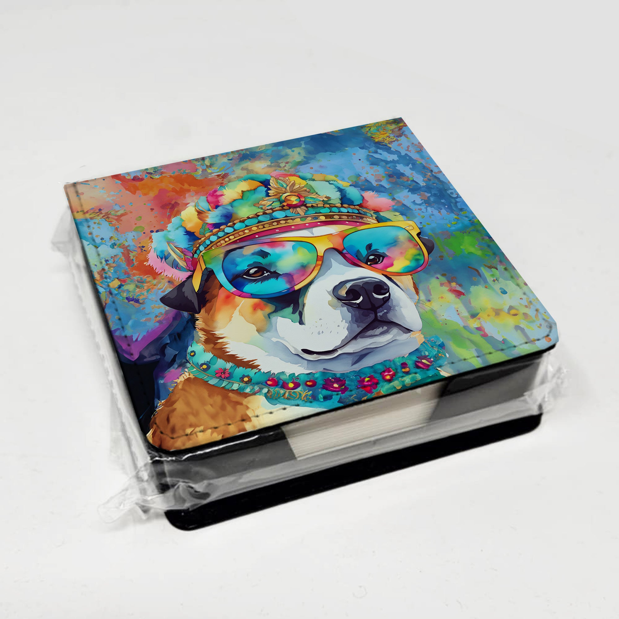 Caroline's Treasures Akita Hippie Dawg PU Leather Note Paper Holder