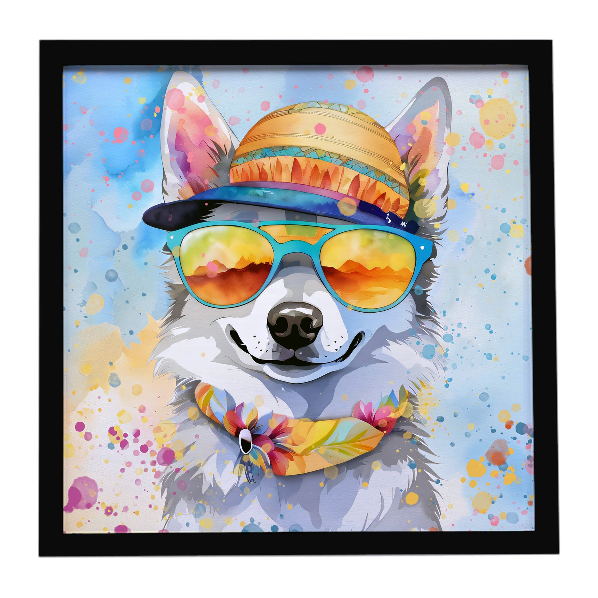 Caroline's Treasures Alaskan Klee Kai Hippie Dawg Framed Metal Print
