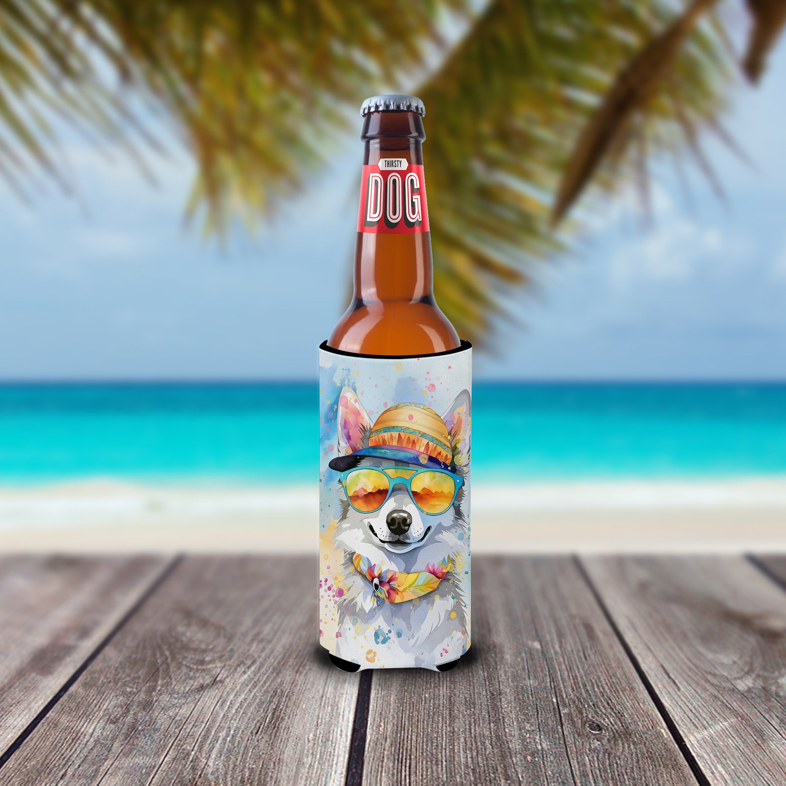 Caroline's Treasures Alaskan Klee Kai Hippie Dawg Slim Can Huggers – Fun, Functional Drink Coolers for Every Occasion