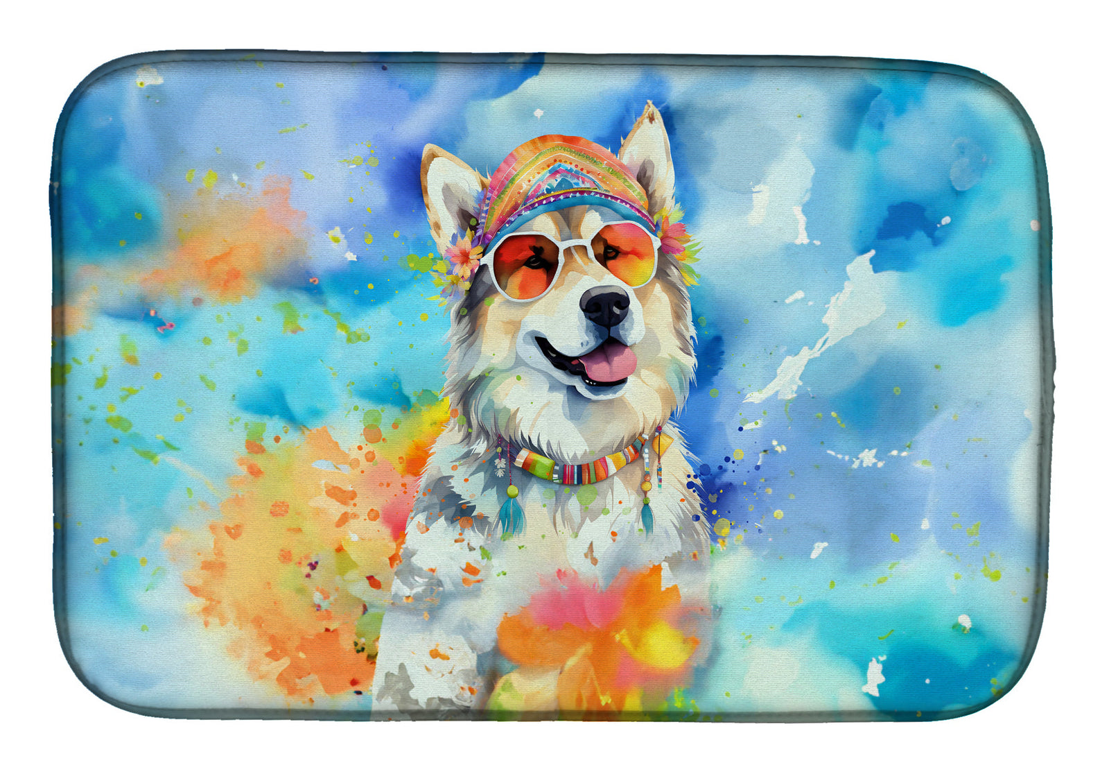 Caroline's Treasures Alaskan Malamute Hippie Dawg Dish Drying Mat