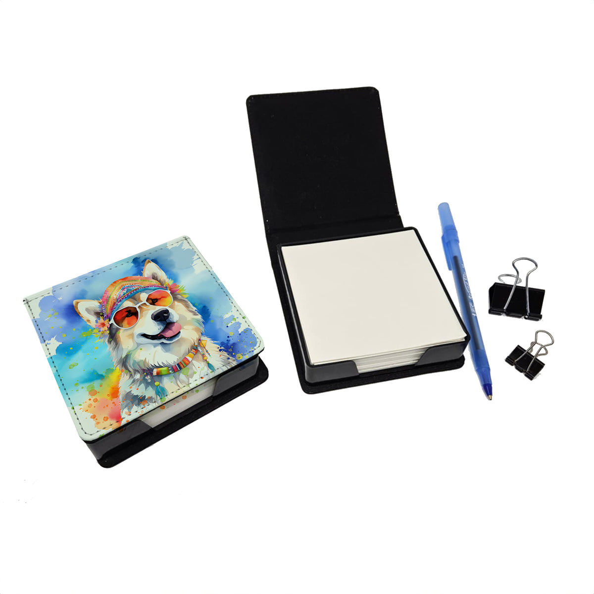 Caroline's Treasures Alaskan Malamute Hippie Dawg PU Leather Note Paper Holder