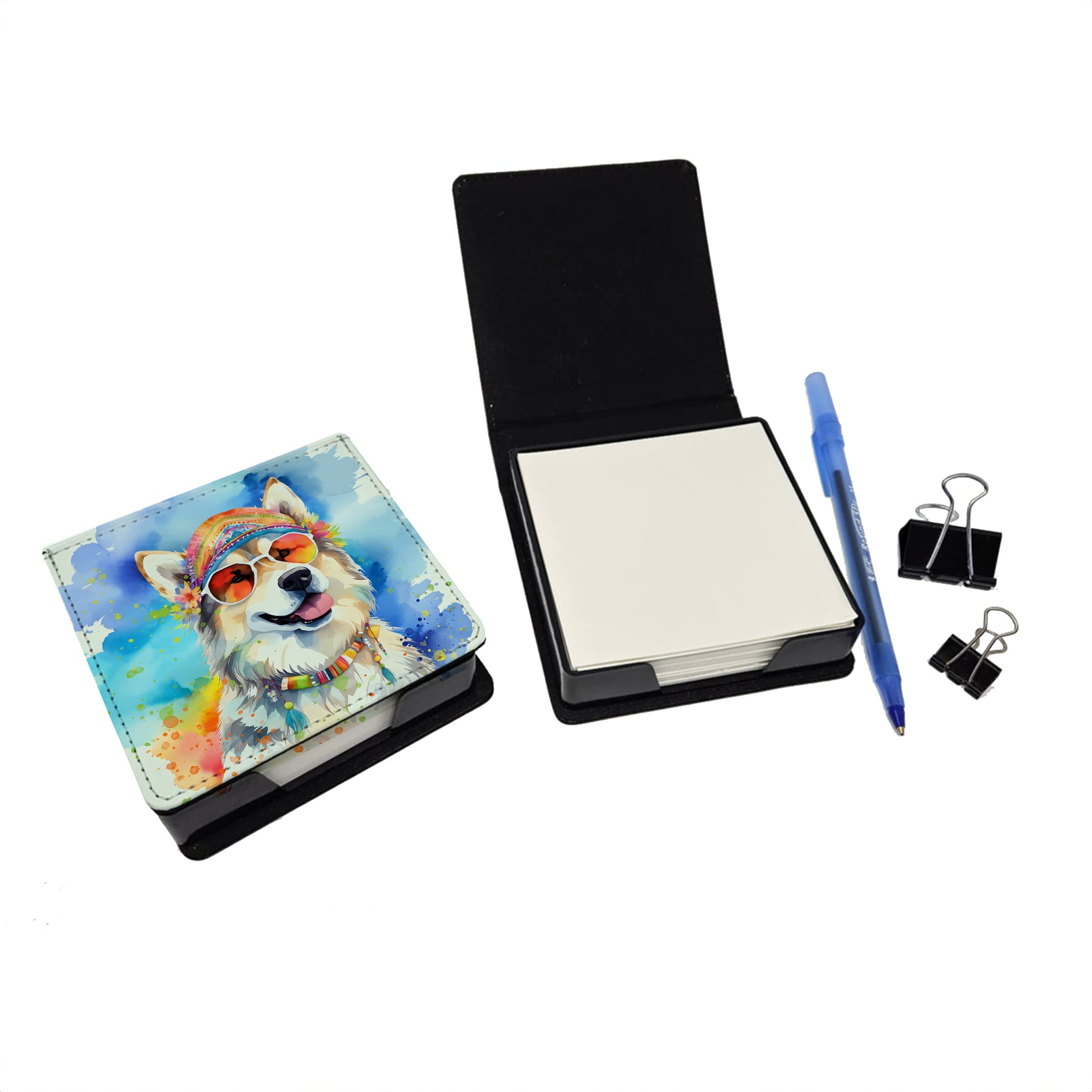 Caroline's Treasures Alaskan Malamute Hippie Dawg PU Leather Note Paper Holder