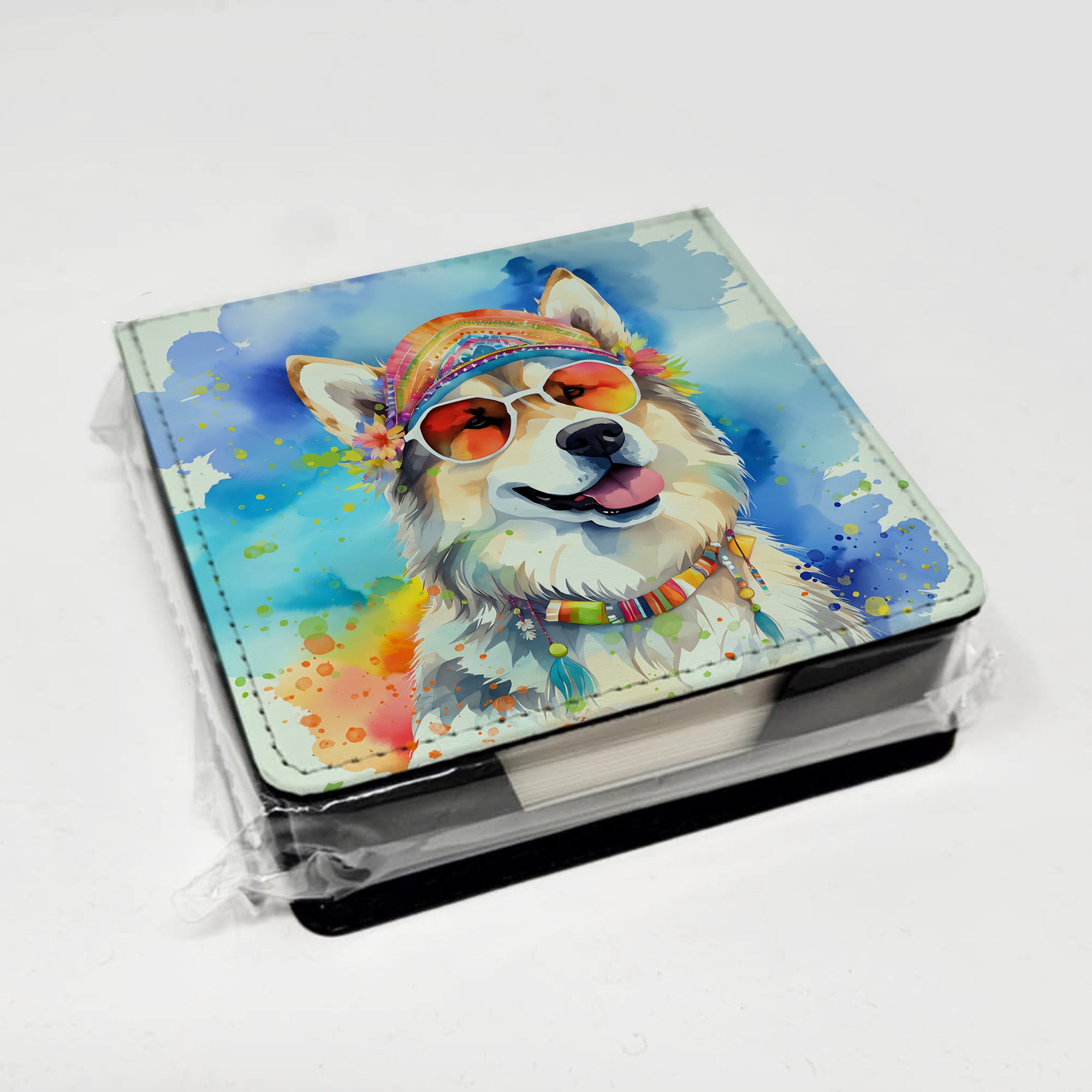 Caroline's Treasures Alaskan Malamute Hippie Dawg PU Leather Note Paper Holder