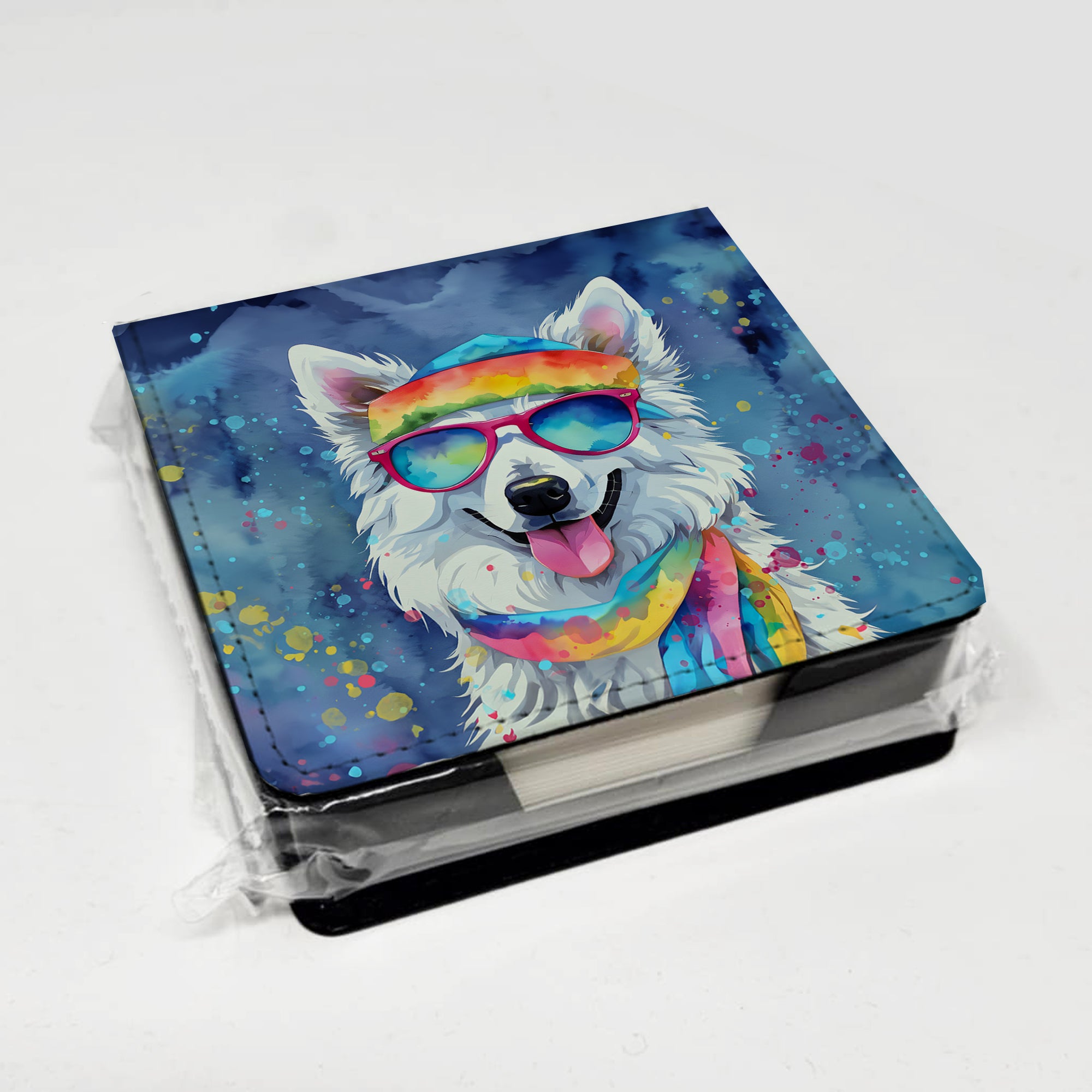 Caroline's Treasures American Eskimo Hippie Dawg PU Leather Note Paper Holder