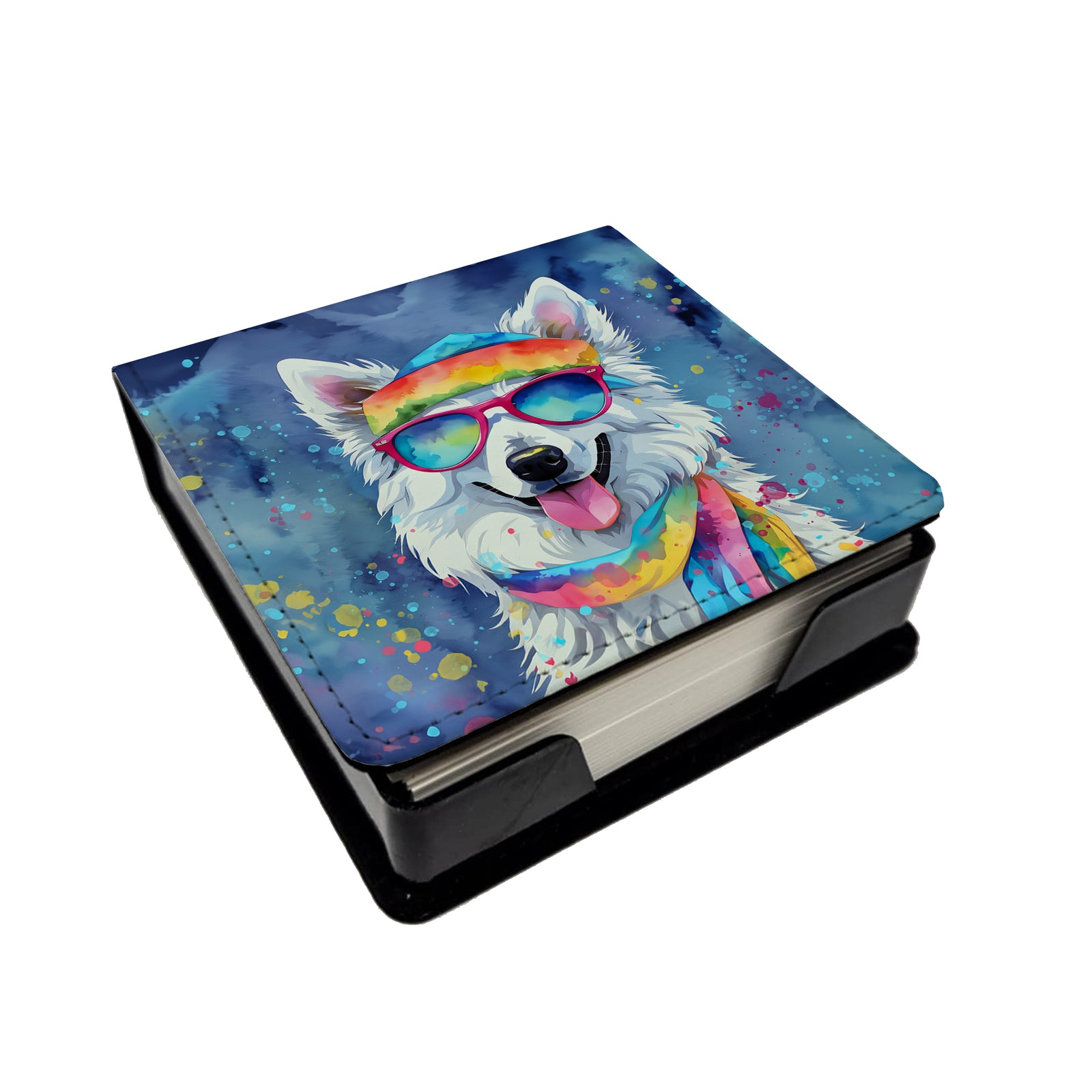 Caroline's Treasures American Eskimo Hippie Dawg PU Leather Note Paper Holder