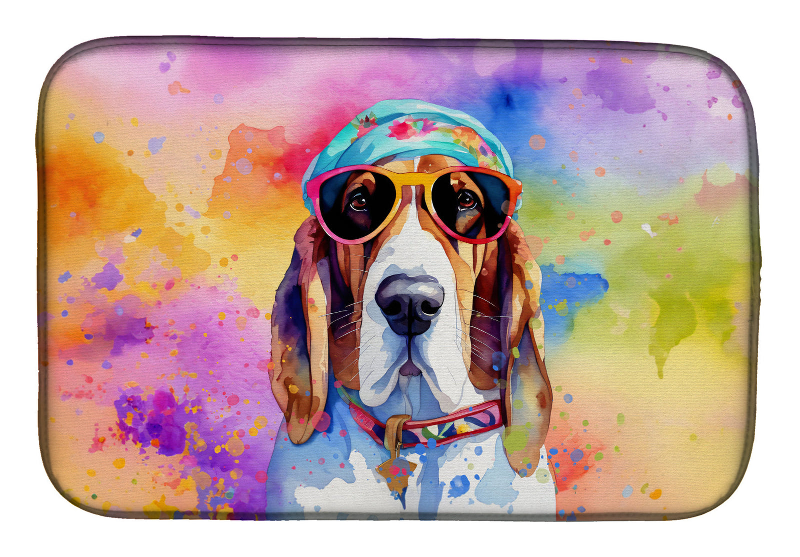 Caroline's Treasures Basset Hound Hippie Dawg Dish Drying Mat