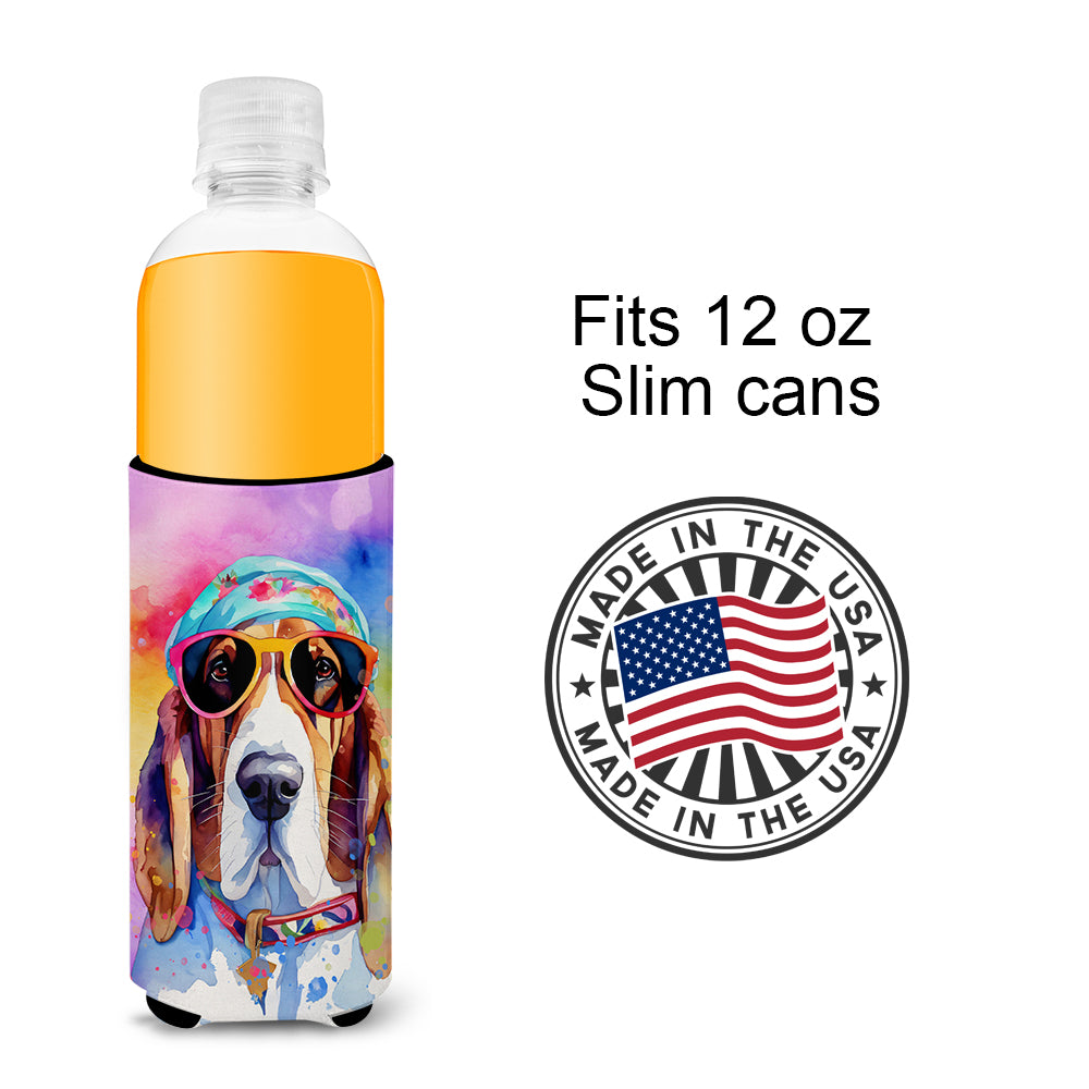Basset Hound Hippie Dawg Hugger for Ultra Slim Cans