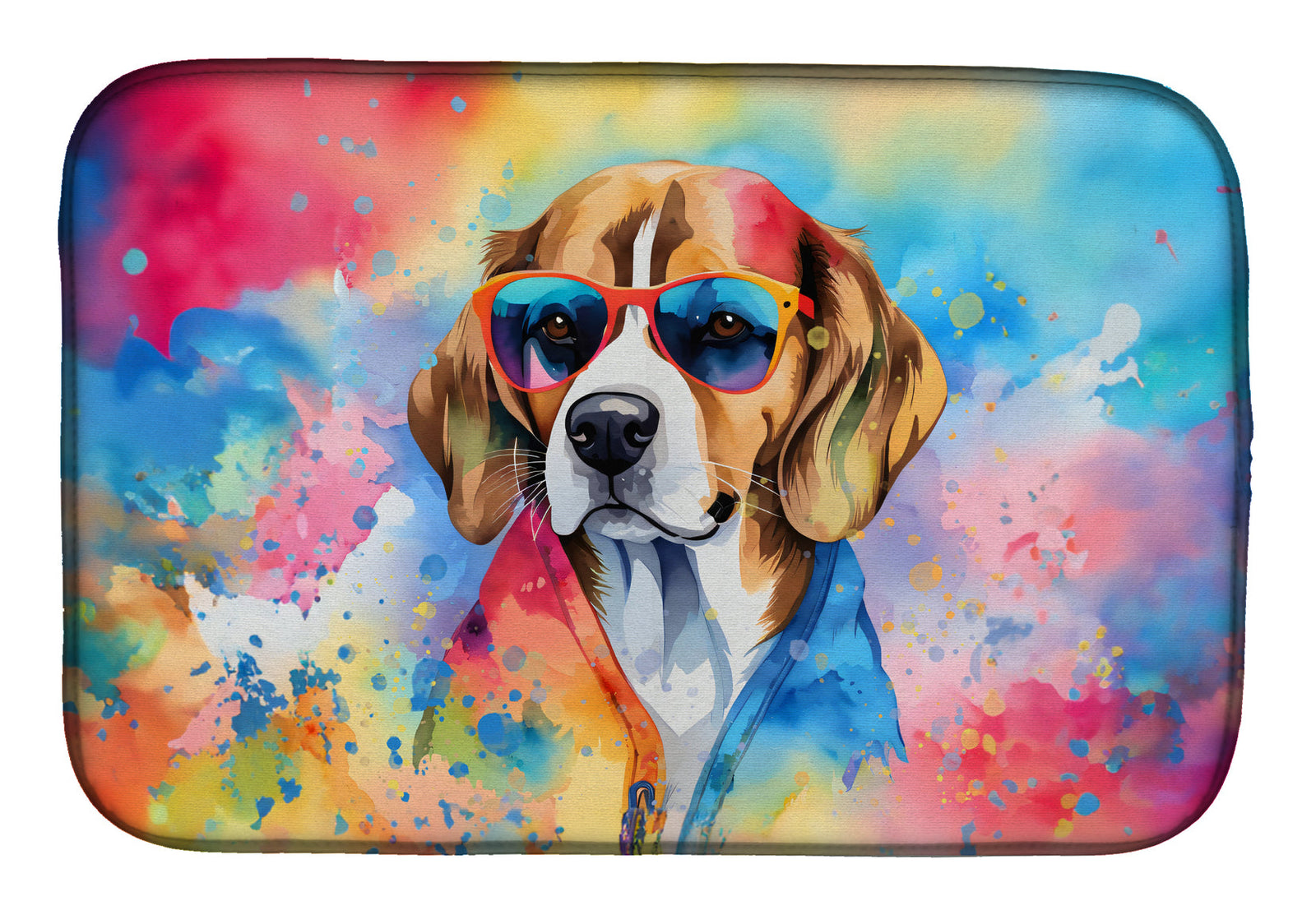 Caroline's Treasures Beagle Hippie Dawg Dish Drying Mat
