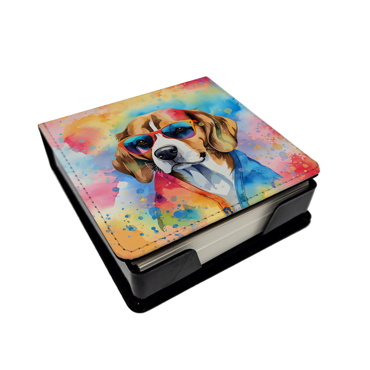 Caroline's Treasures Beagle Hippie Dawg PU Leather Note Paper Holder