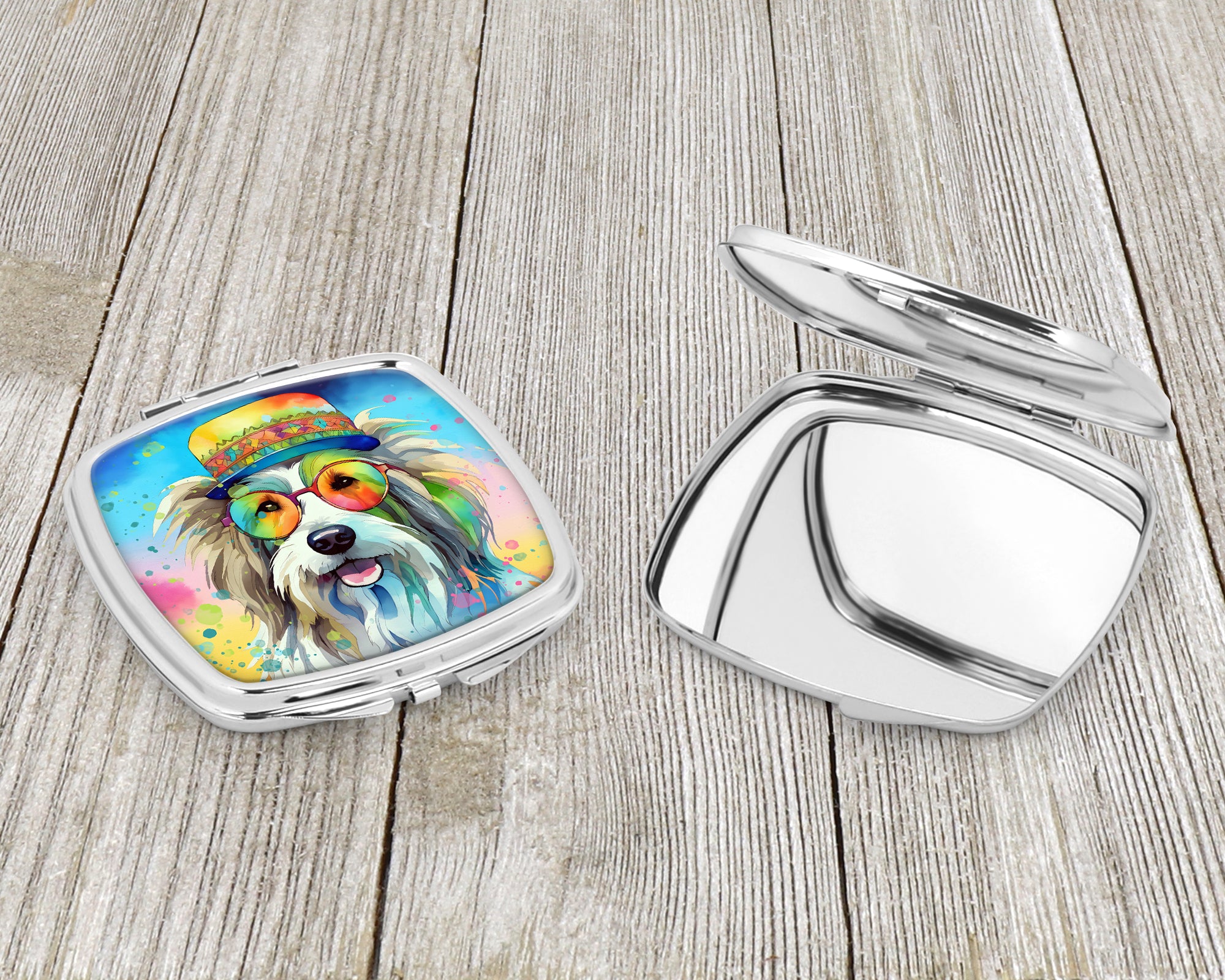 Bearded Collie Hippie Dawg Compact Mirror