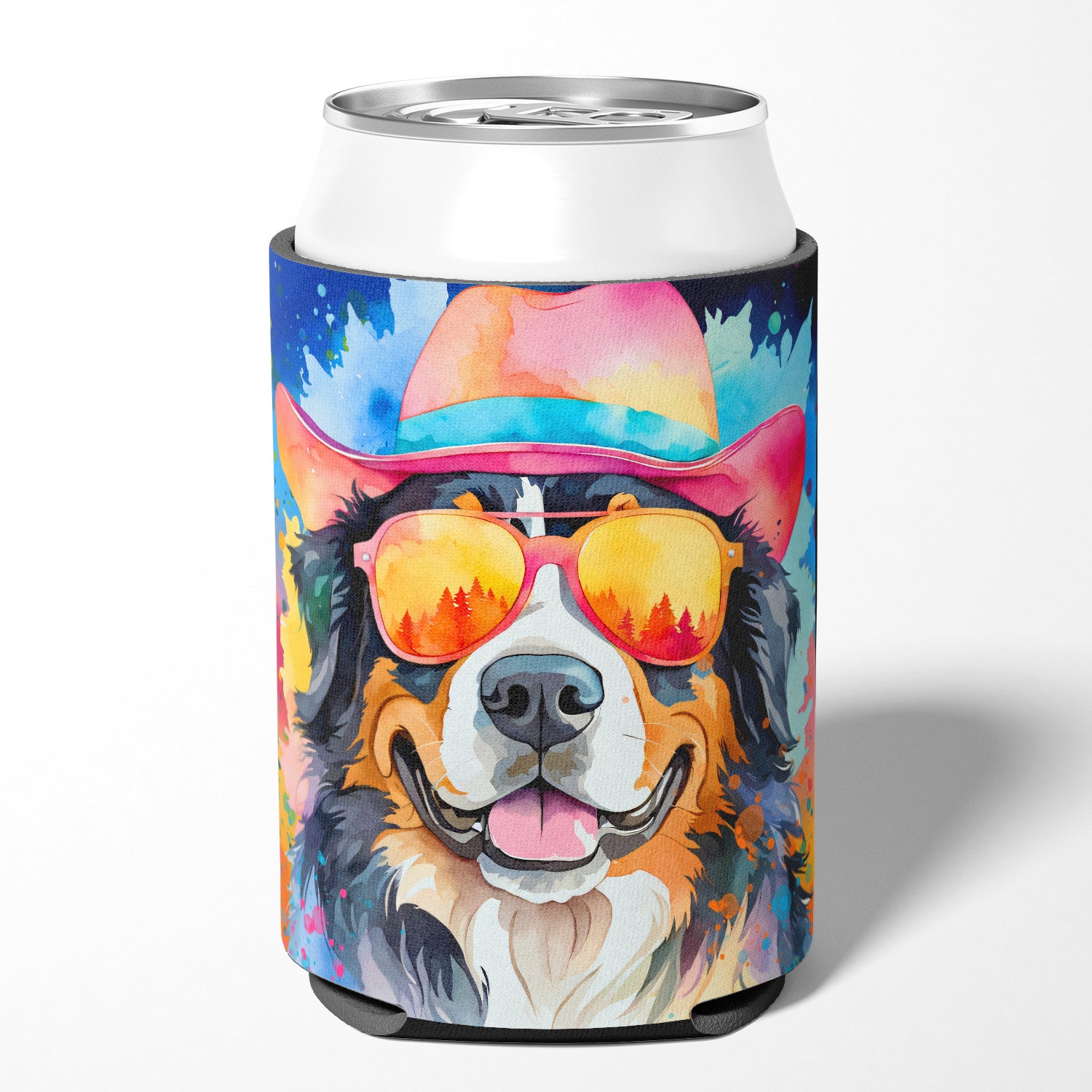 Bernese Mountain Dog Hippie Dawg Can or Bottle Hugger