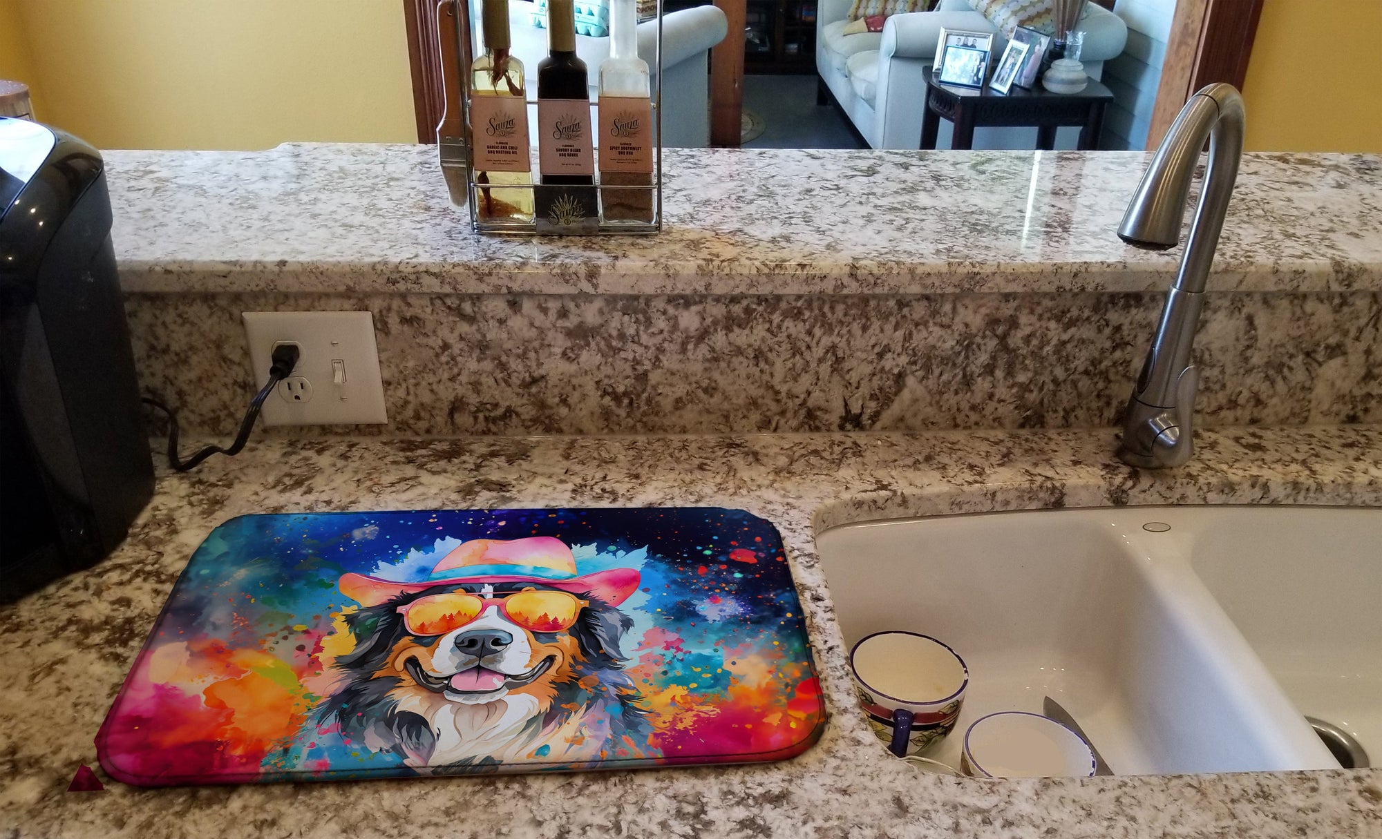 Caroline's Treasures Bernese Mountain Dog Hippie Dawg Dish Drying Mat