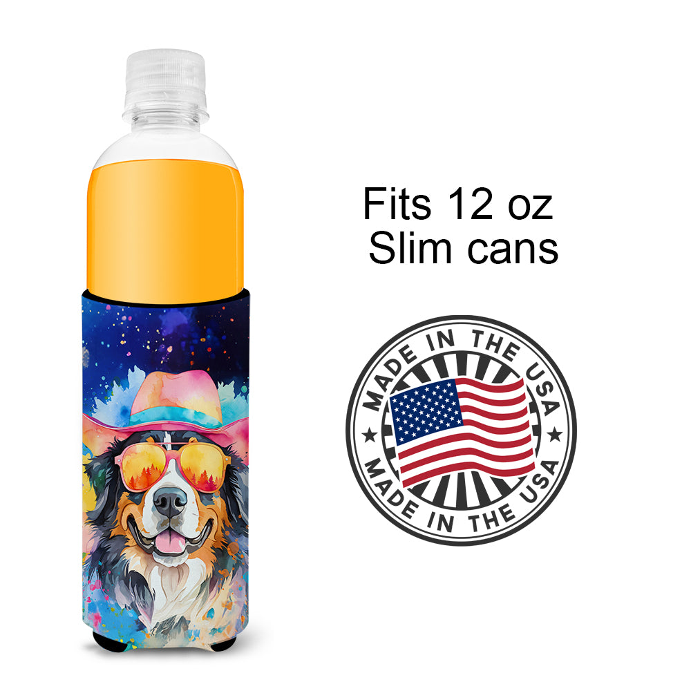 Bernese Mountain Dog Hippie Dawg Hugger for Ultra Slim Cans