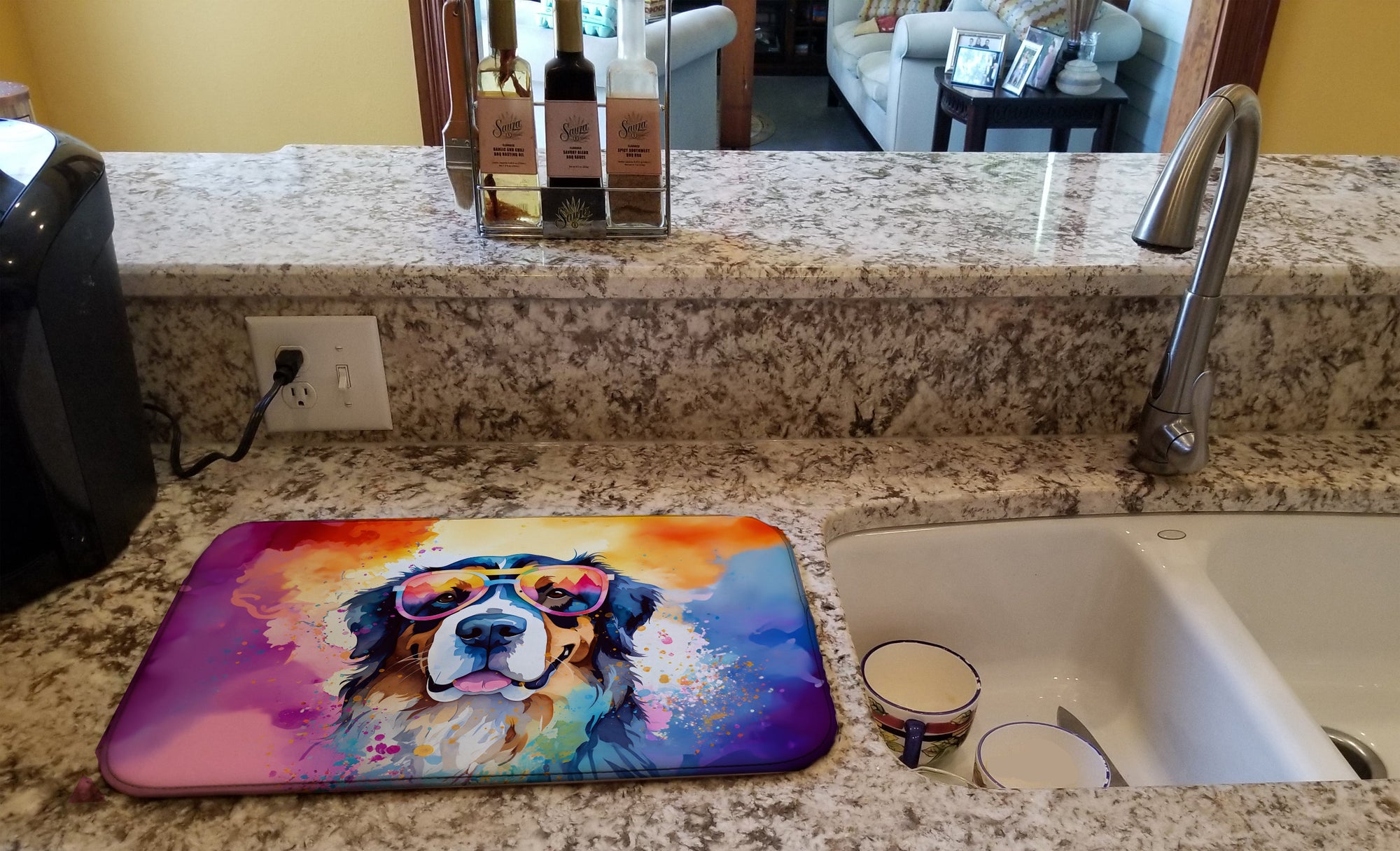 Caroline's Treasures Bernese Mountain Dog Hippie Dawg Dish Drying Mat