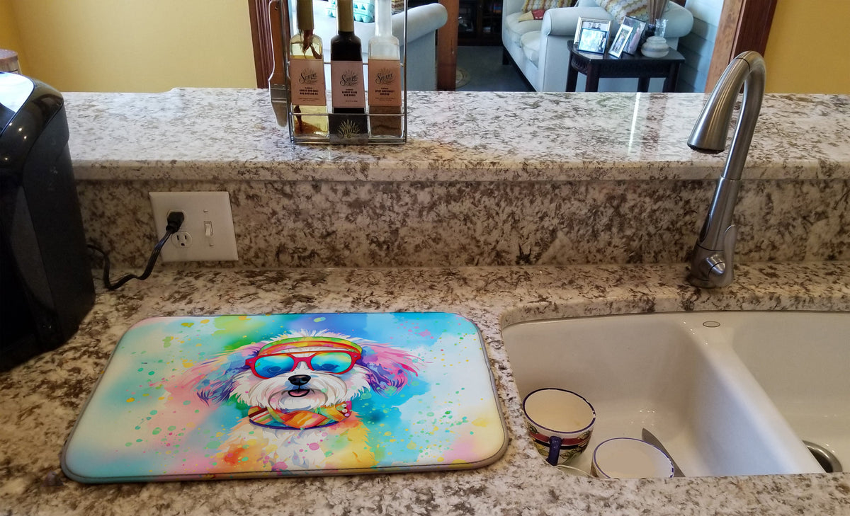 Caroline's Treasures Bichon Frise Hippie Dawg Dish Drying Mat