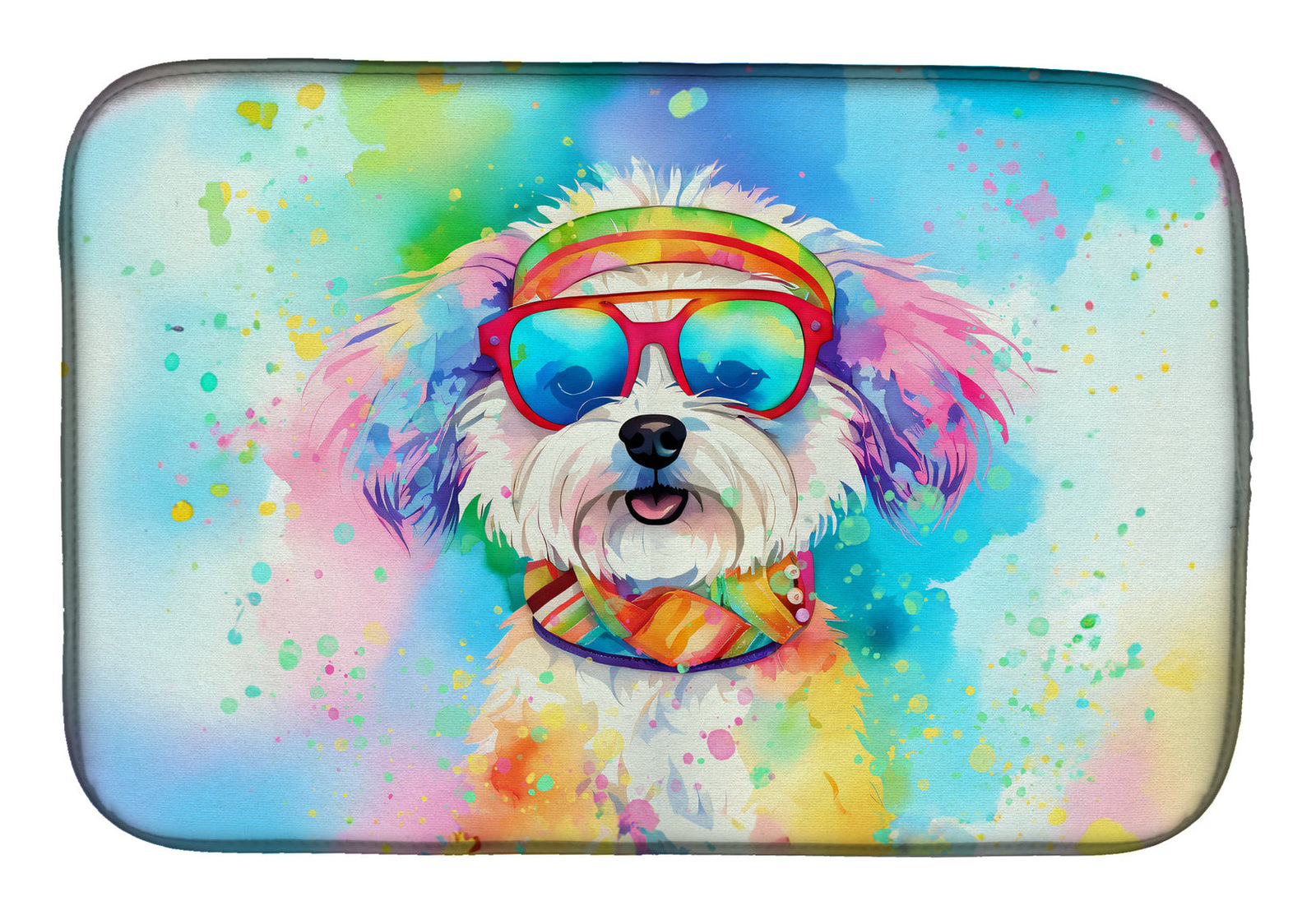 Caroline's Treasures Bichon Frise Hippie Dawg Dish Drying Mat