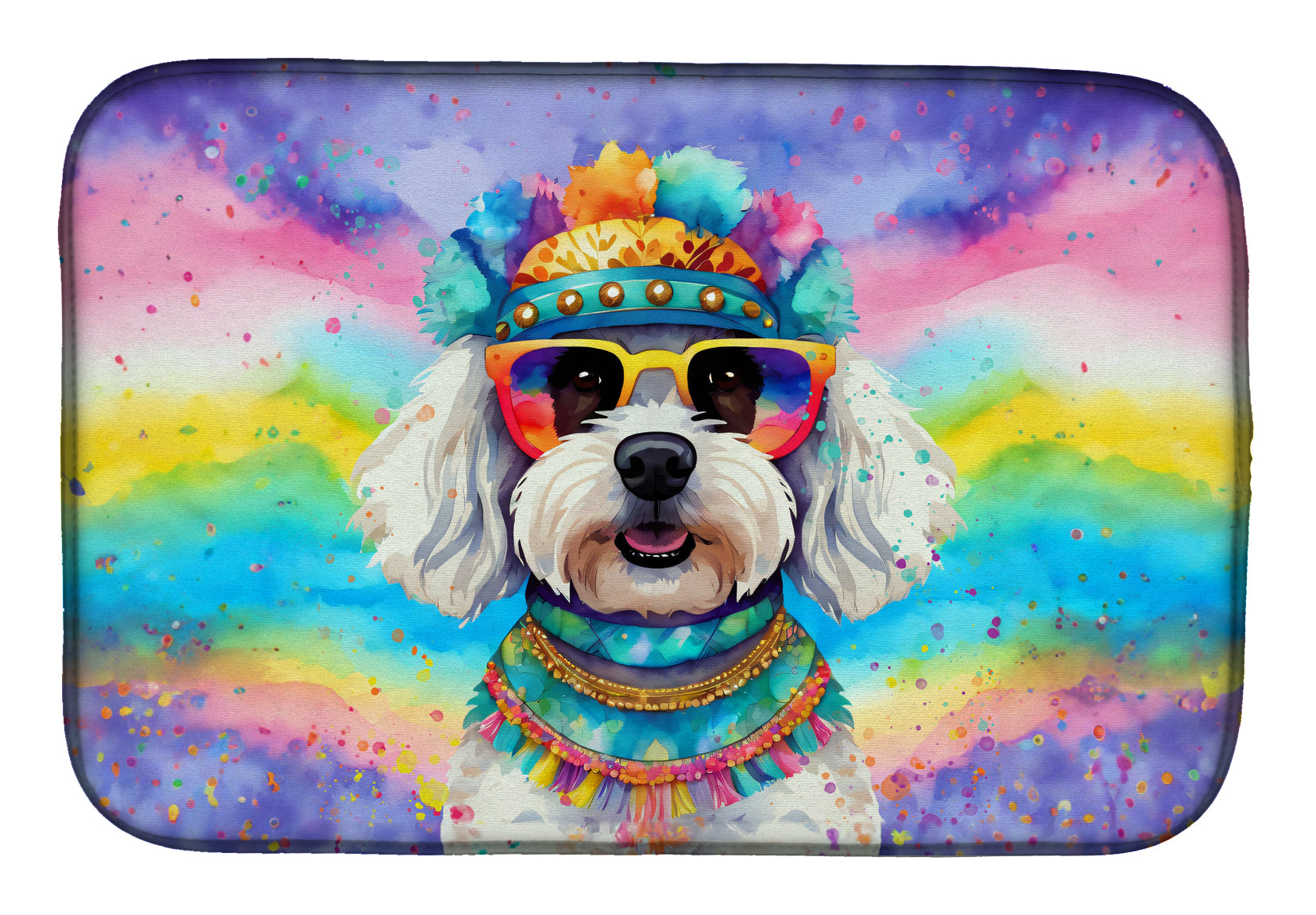 Caroline's Treasures Bichon Frise Hippie Dawg Dish Drying Mat