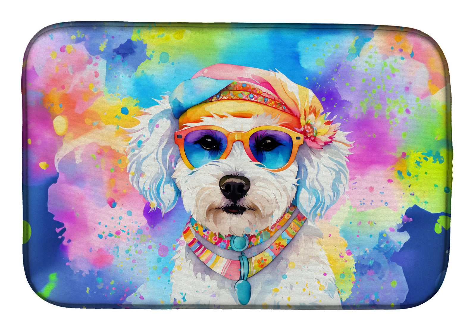 Caroline's Treasures Bichon Frise Hippie Dawg Dish Drying Mat