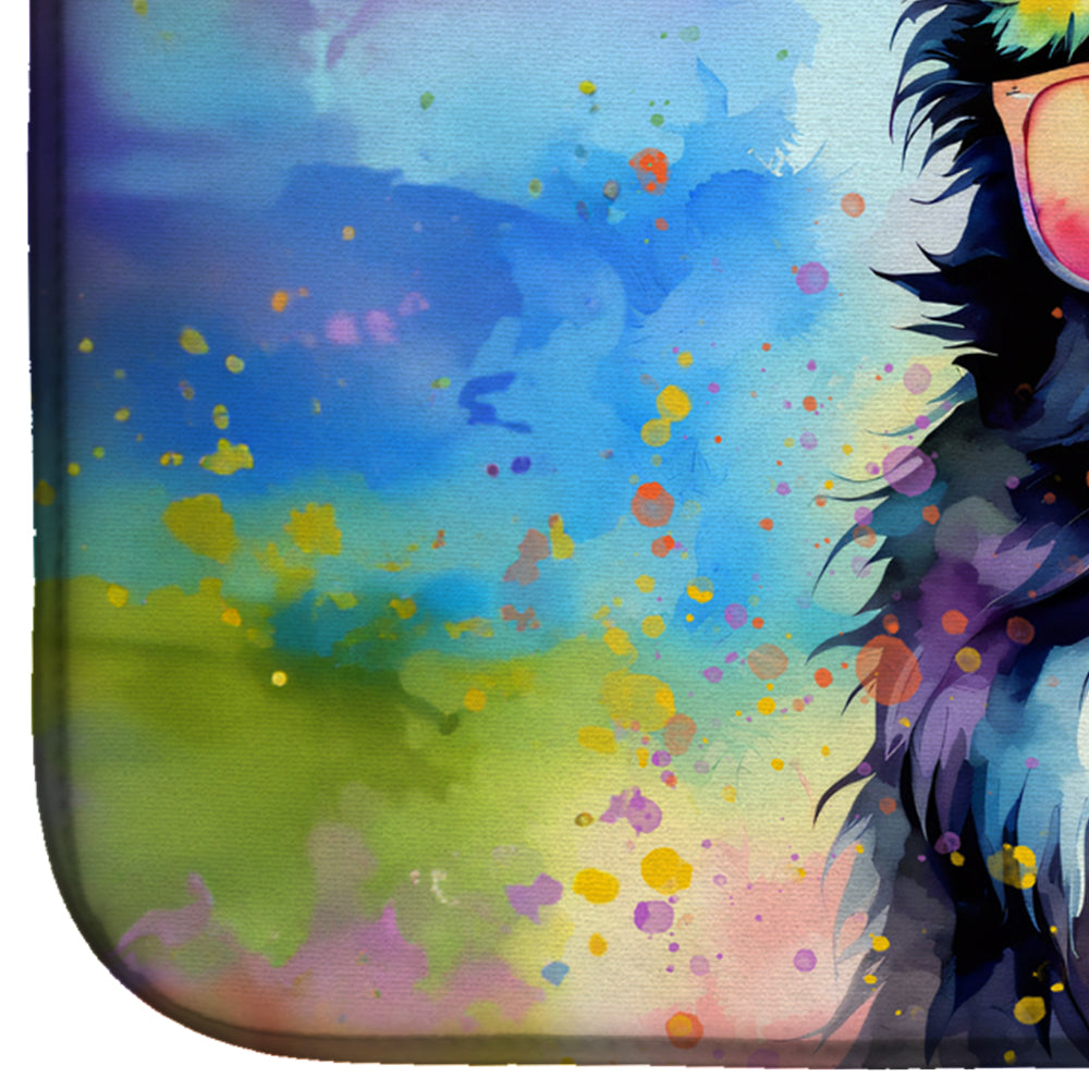 Caroline's Treasures Border Collie Hippie Dawg Dish Drying Mat