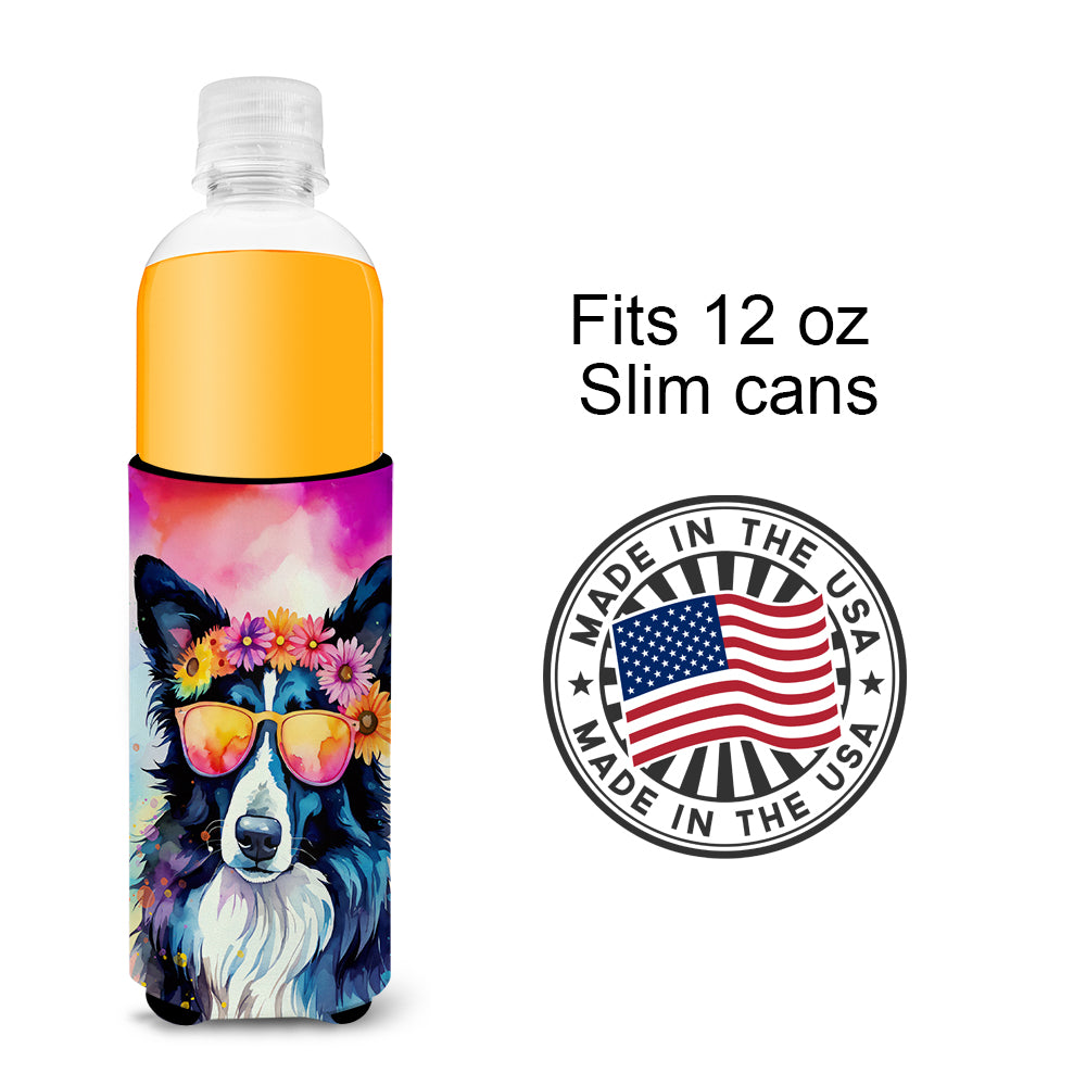 Border Collie Hippie Dawg Hugger for Ultra Slim Cans