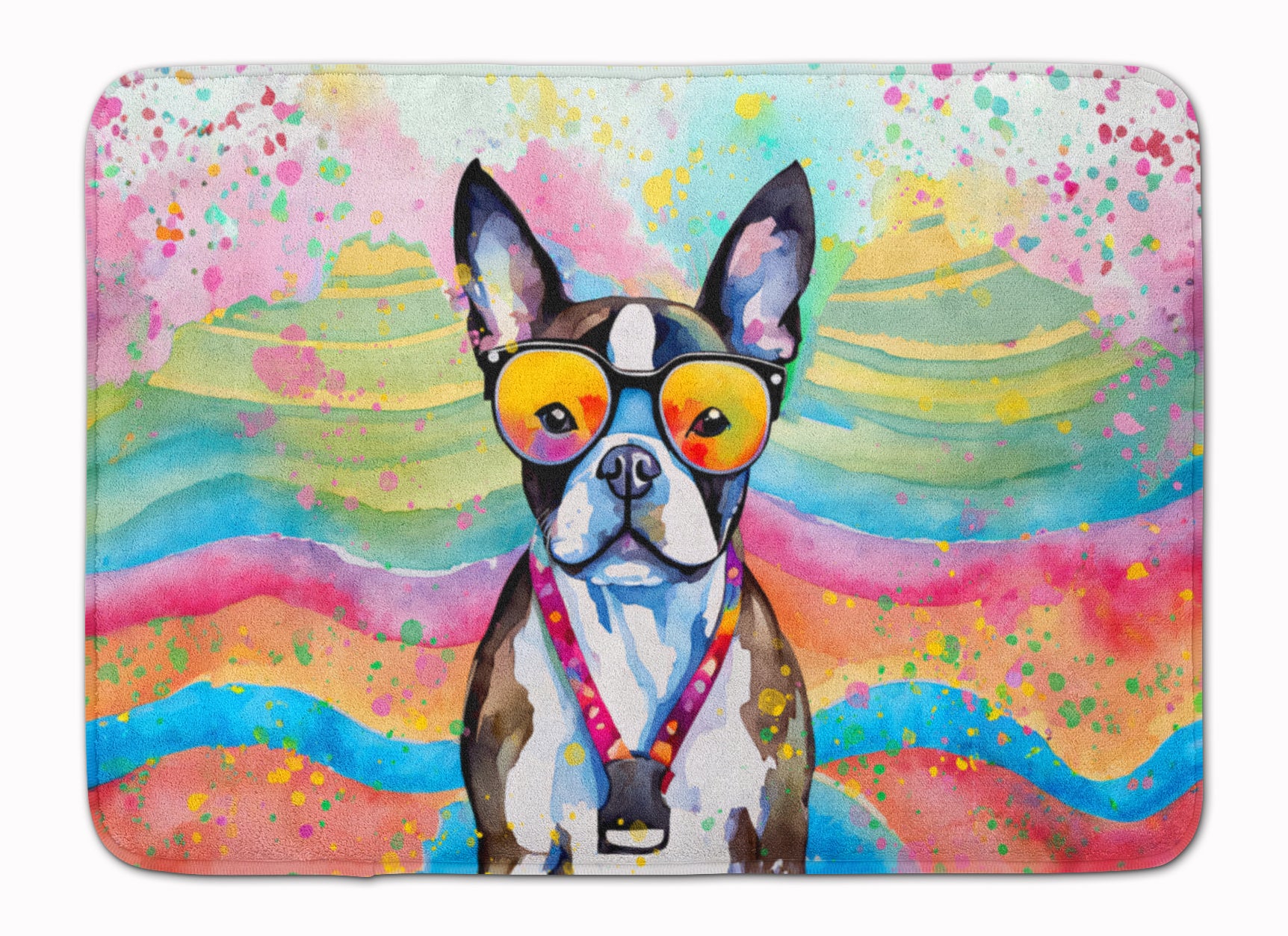 Buy this Boston Terrier Hippie Dawg Memory Foam Kitchen Mat