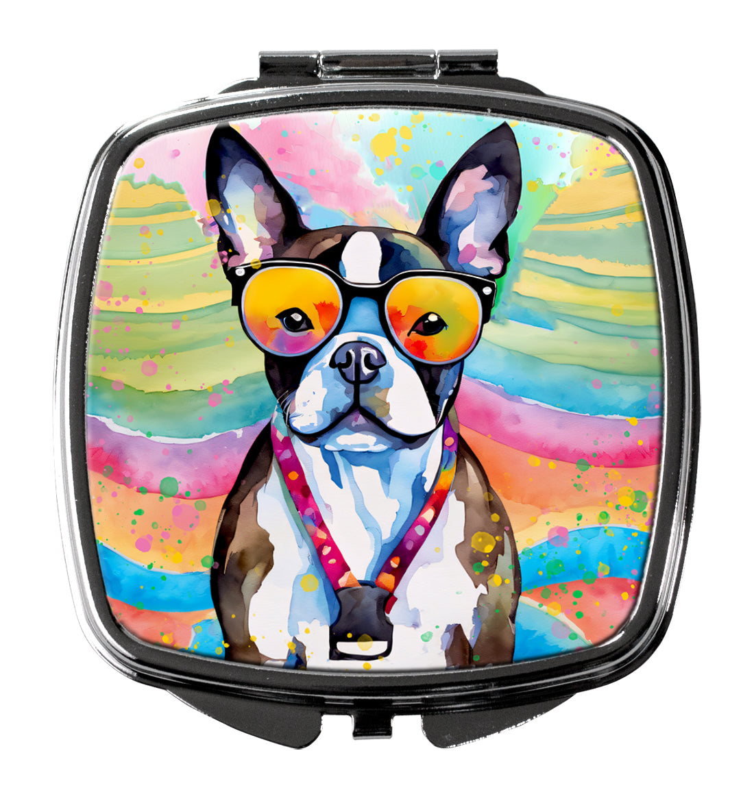 Buy this Boston Terrier Hippie Dawg Compact Mirror