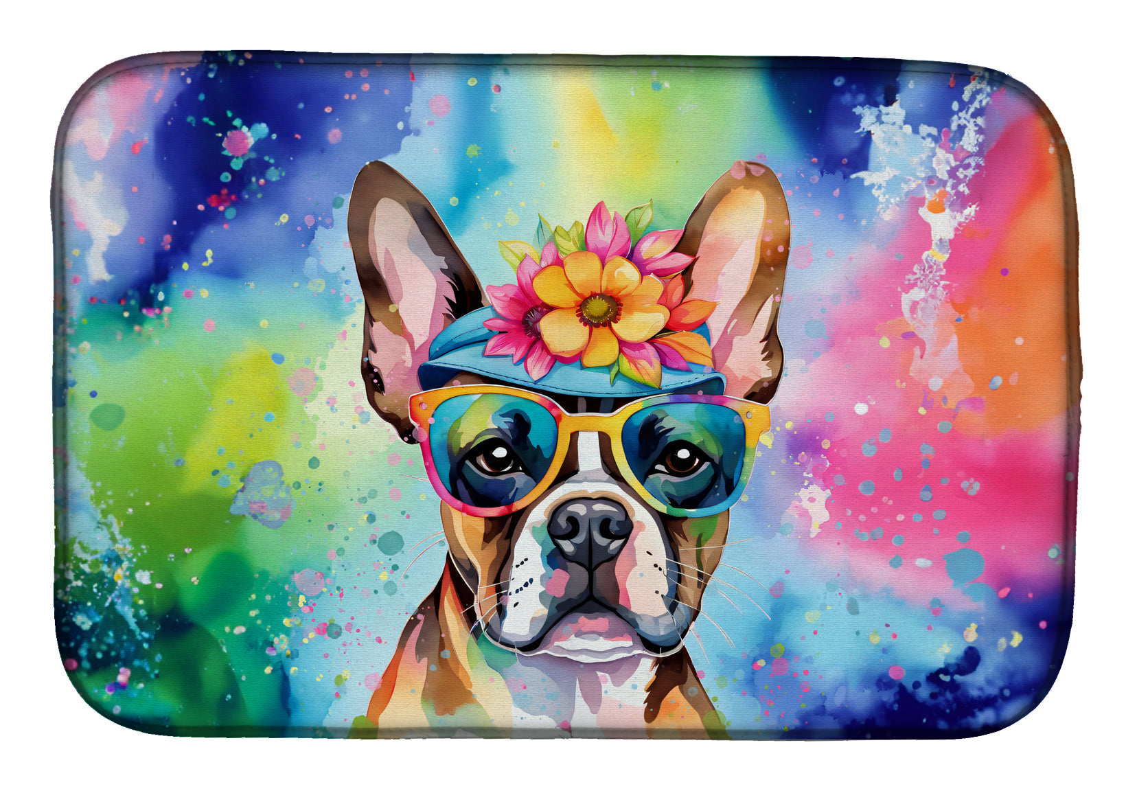 Caroline's Treasures Boston Terrier Hippie Dawg Dish Drying Mat