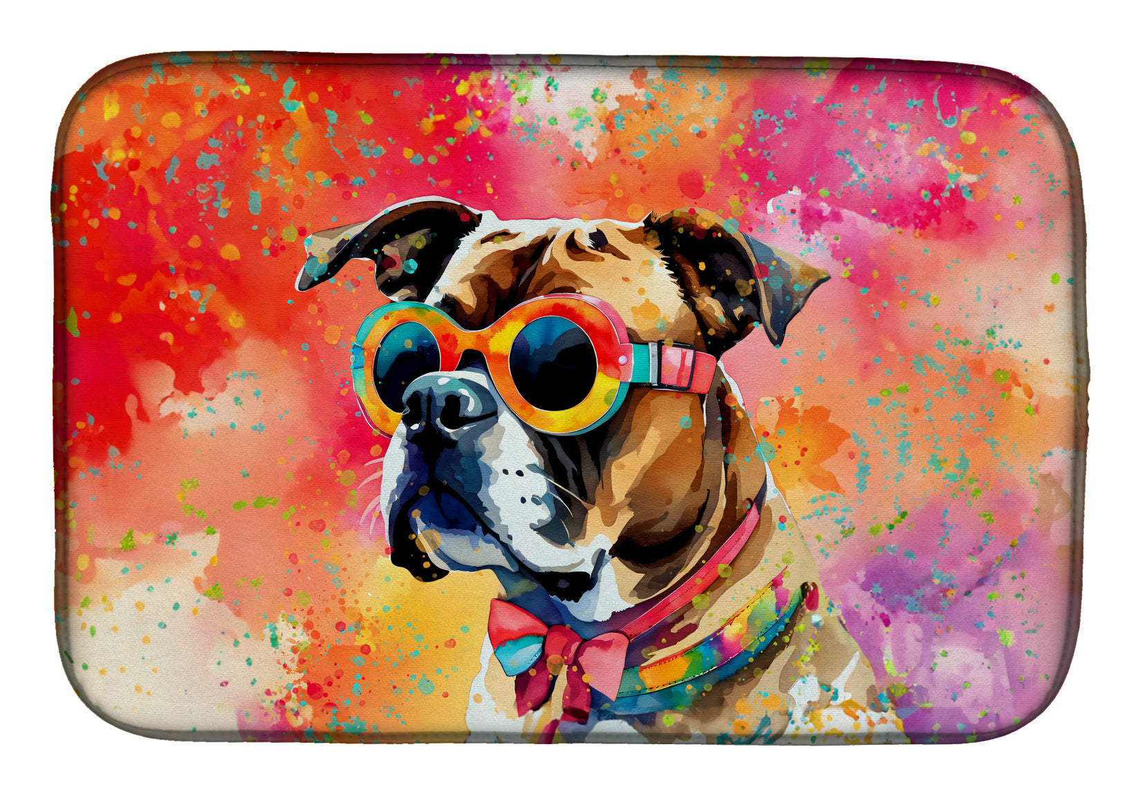 Caroline's Treasures Boxer Hippie Dawg Dish Drying Mat