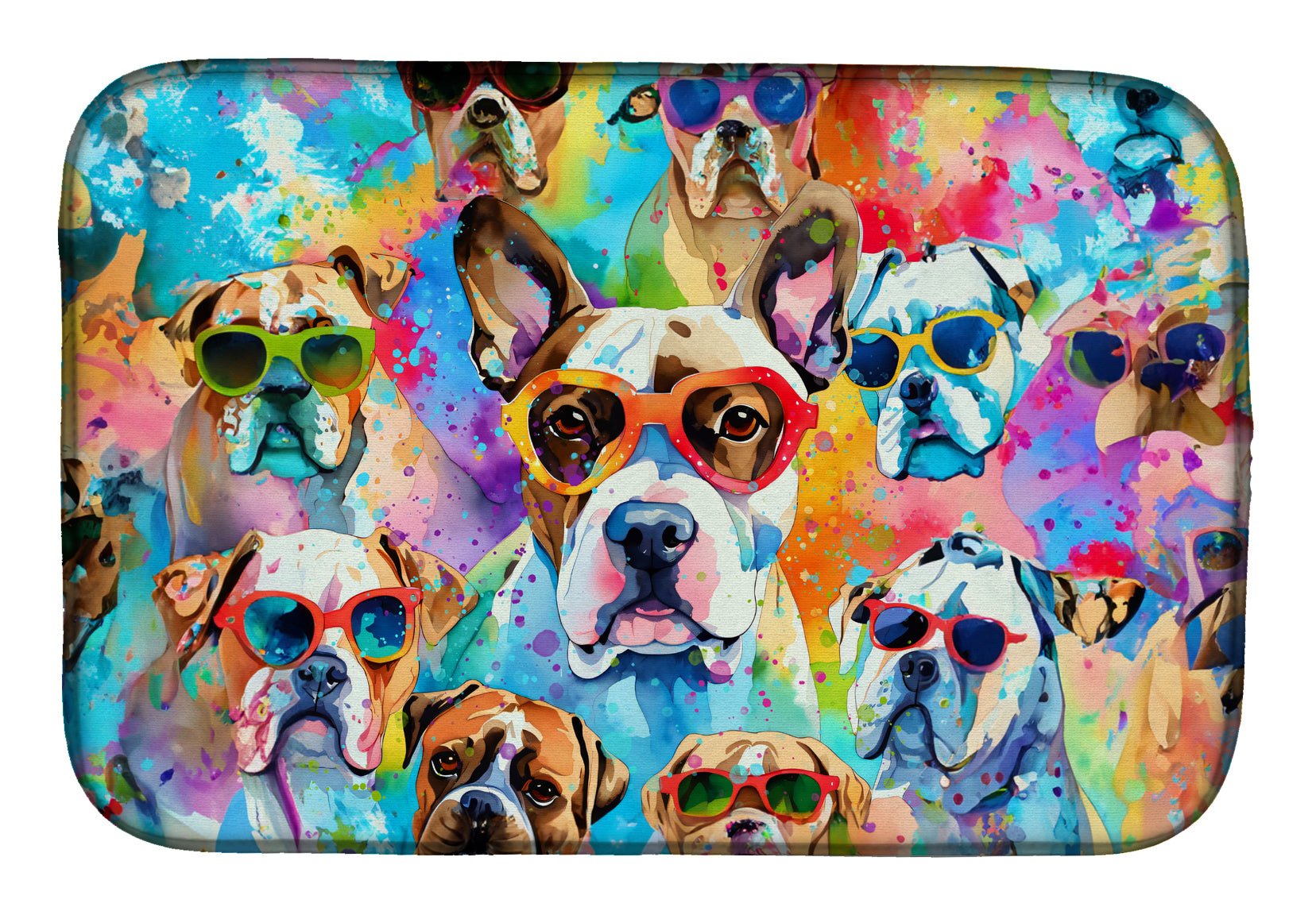 Caroline's Treasures Boxer Hippie Dawg Dish Drying Mat