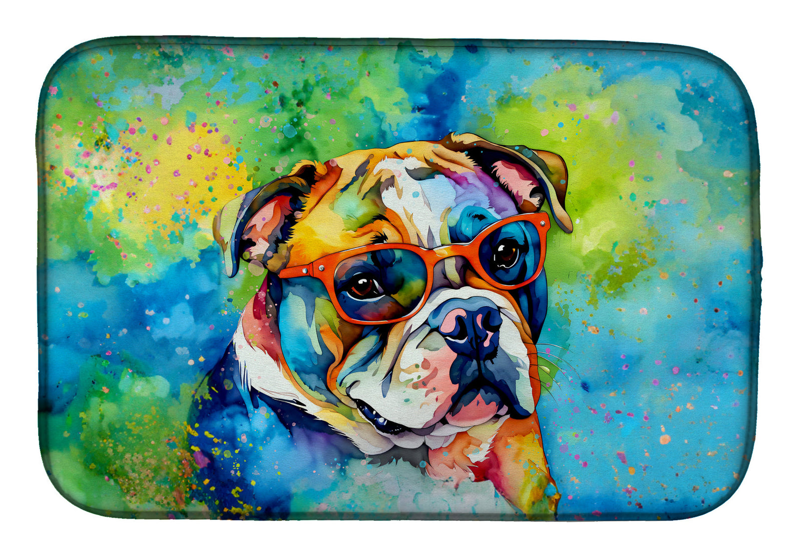 Caroline's Treasures English Bulldog Hippie Dawg Dish Drying Mat