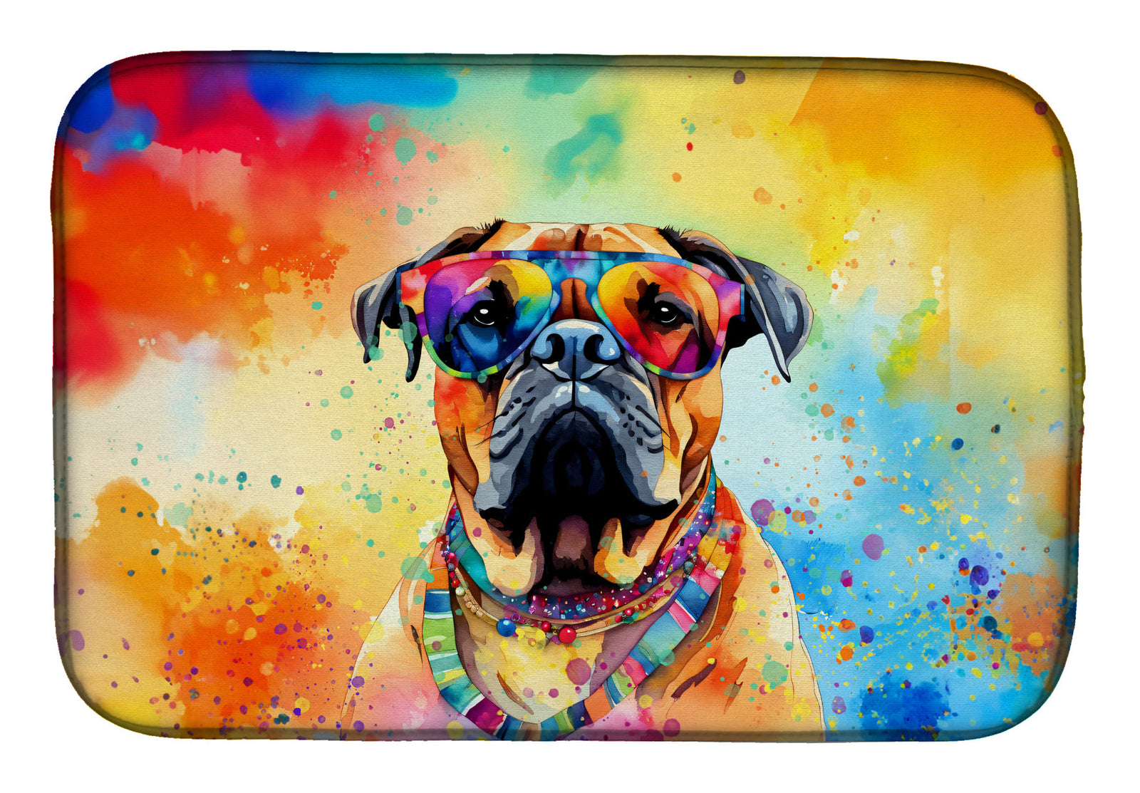 Caroline's Treasures Bullmastiff Hippie Dawg Dish Drying Mat