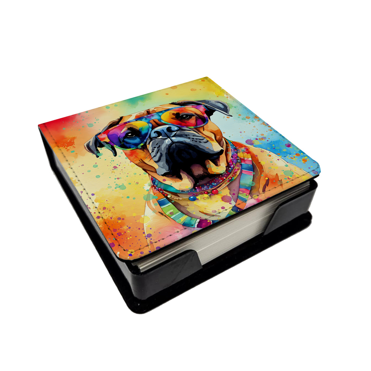 Caroline's Treasures Bullmastiff Hippie Dawg PU Leather Note Paper Holder