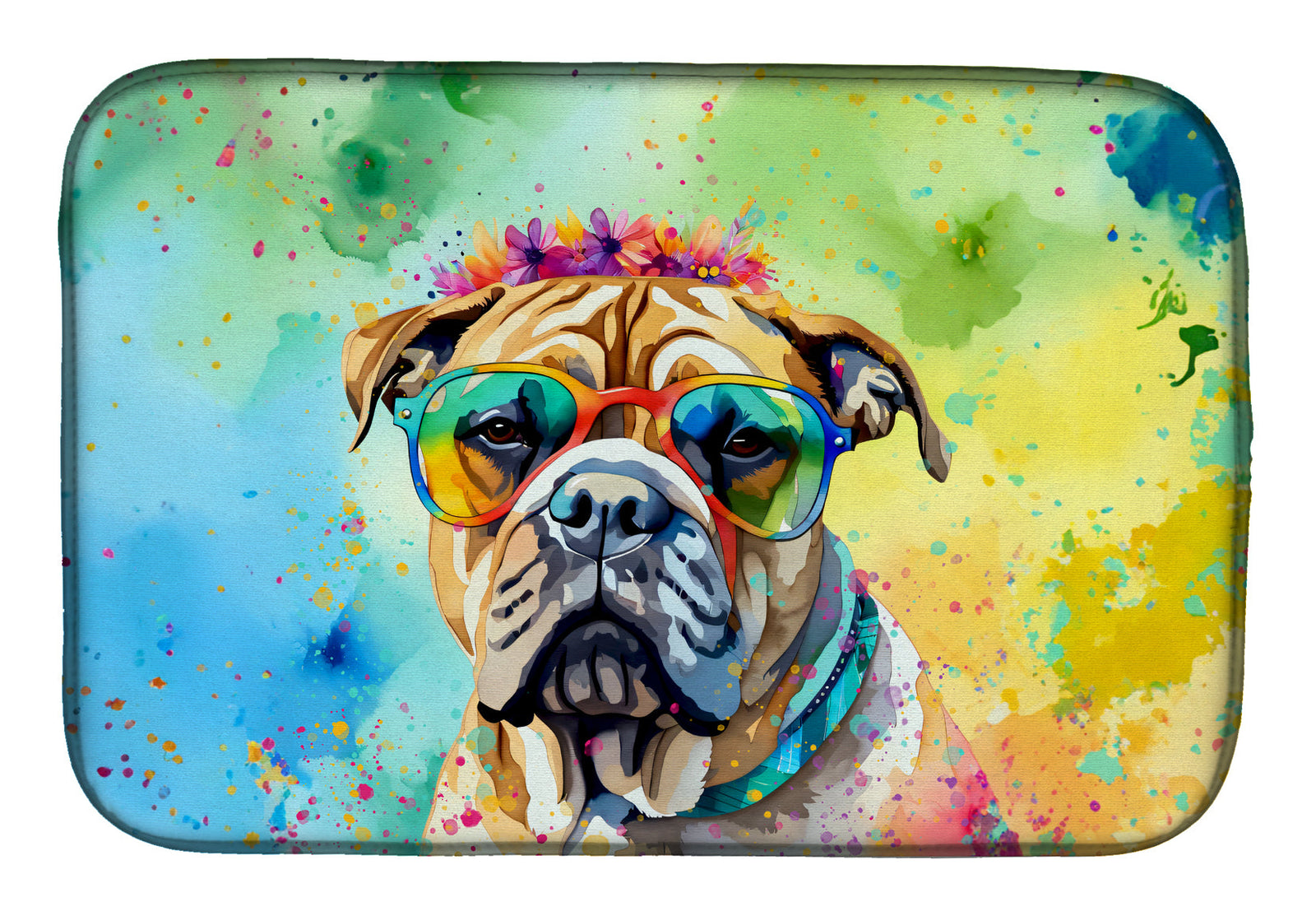 Caroline's Treasures Bullmastiff Hippie Dawg Dish Drying Mat