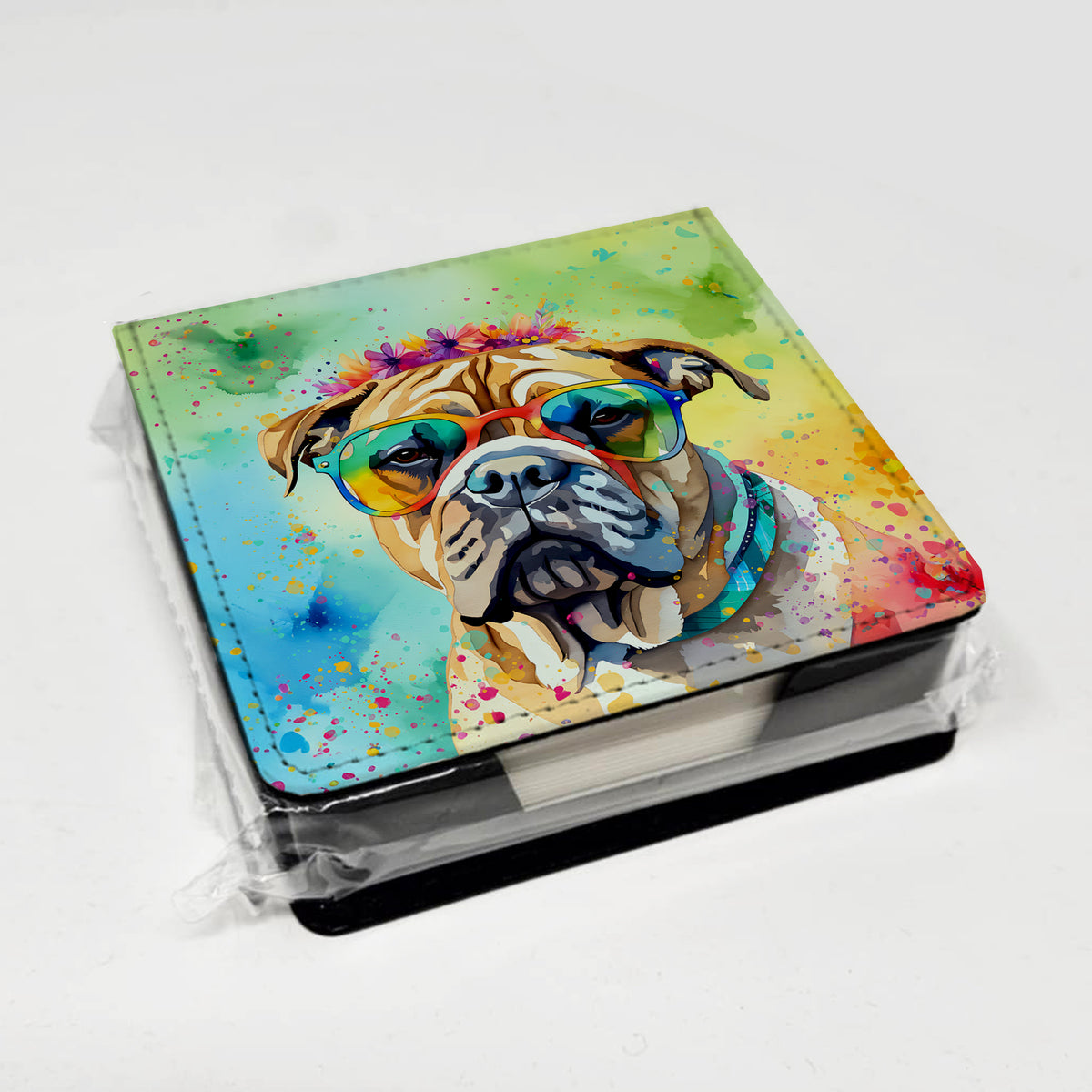Caroline's Treasures Bullmastiff Hippie Dawg PU Leather Note Paper Holder