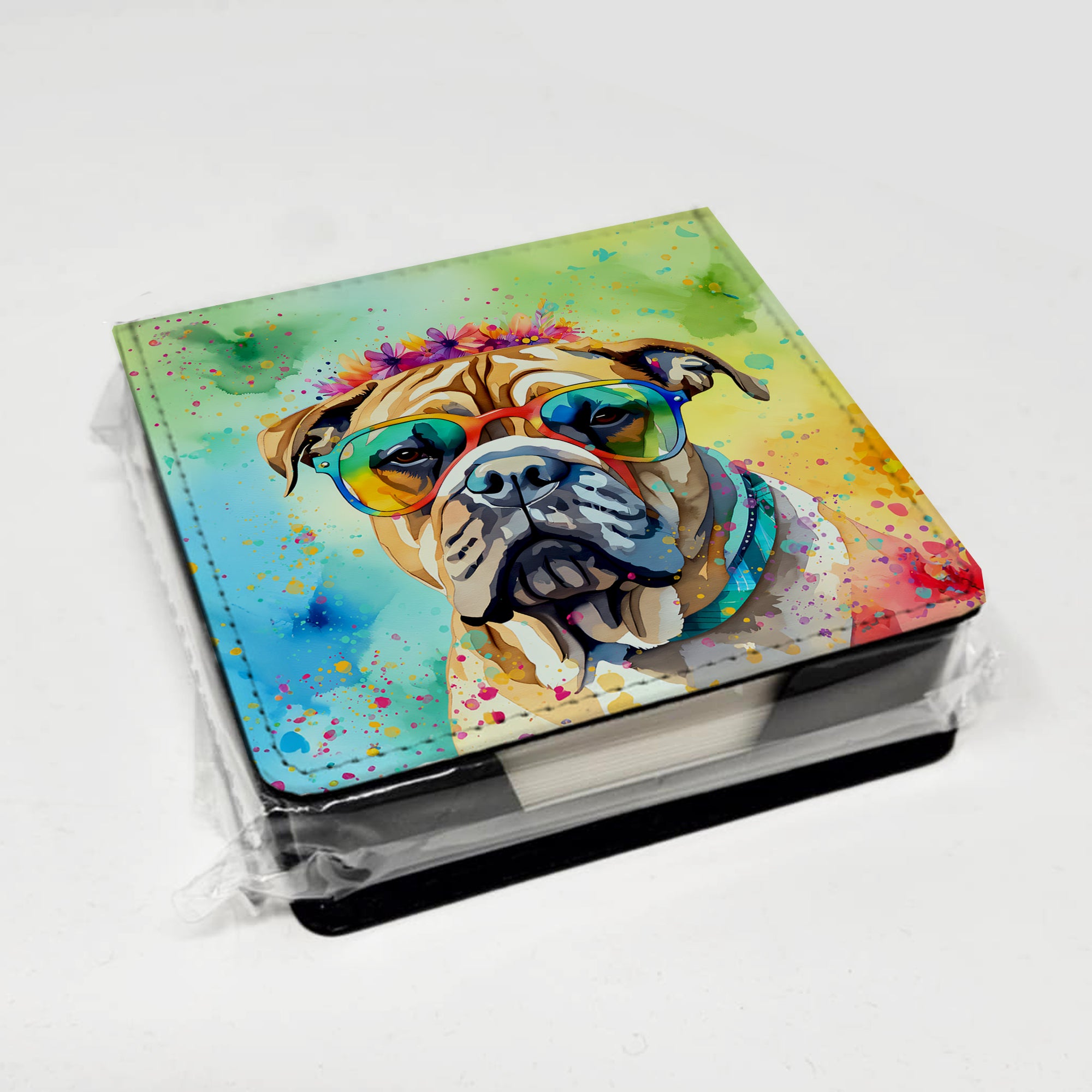 Caroline's Treasures Bullmastiff Hippie Dawg PU Leather Note Paper Holder