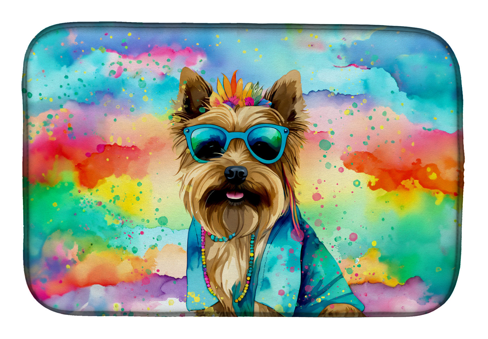Caroline's Treasures Cairn Terrier Hippie Dawg Dish Drying Mat