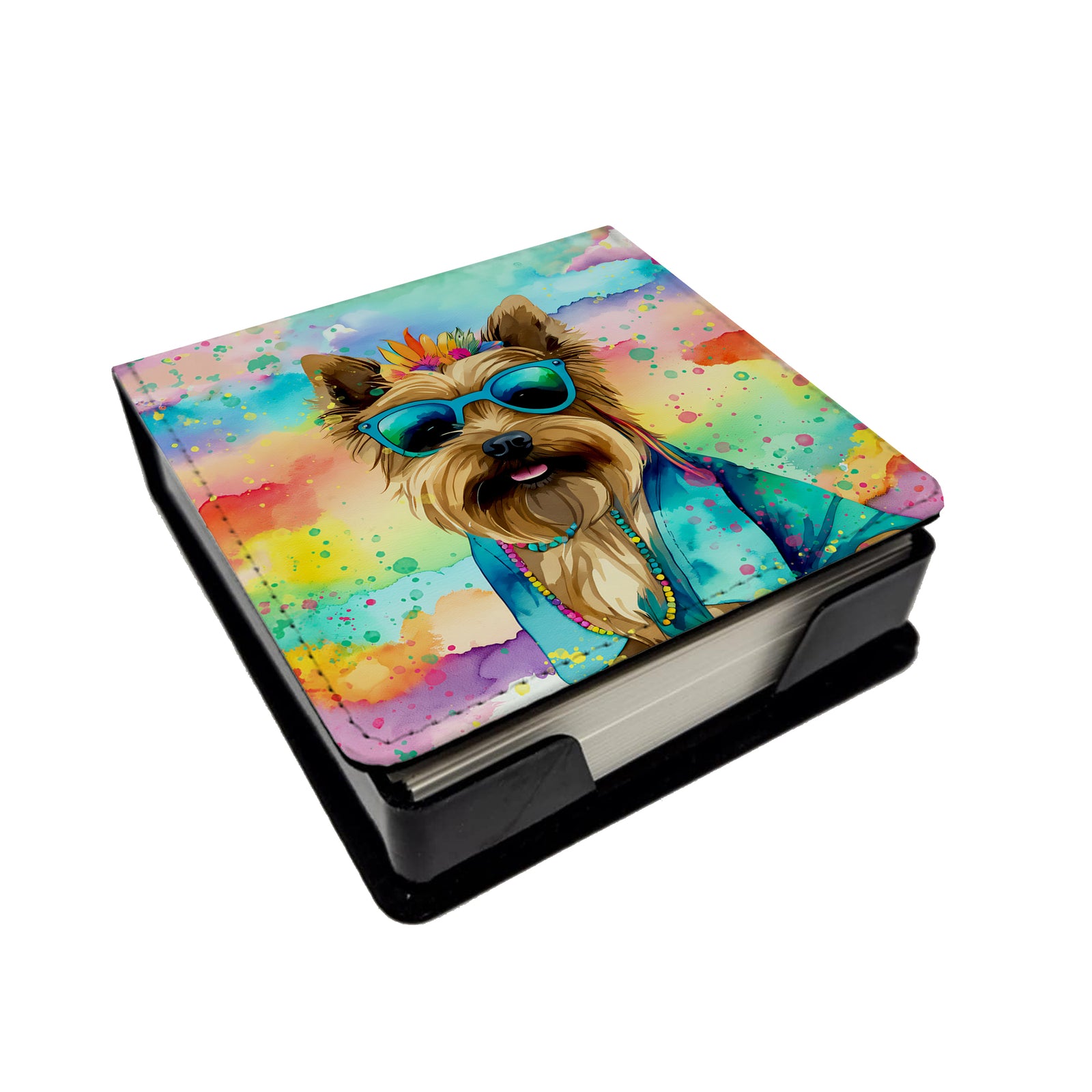 Caroline's Treasures Cairn Terrier Hippie Dawg PU Leather Note Paper Holder