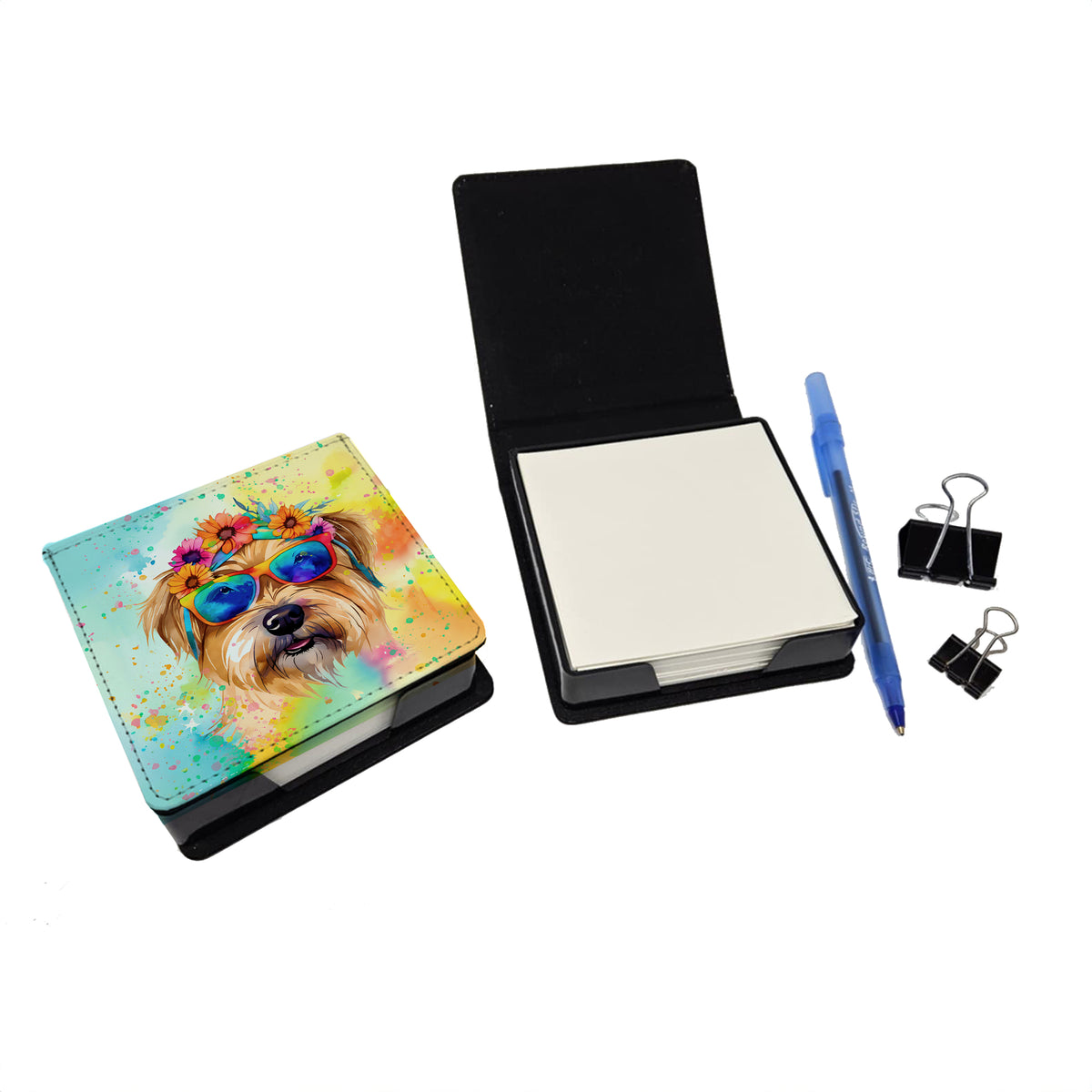 Caroline's Treasures Cairn Terrier Hippie Dawg PU Leather Note Paper Holder